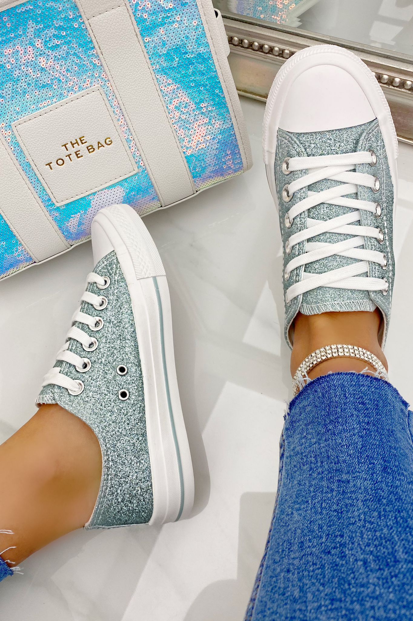 Love Lemonade Sparkly Glitter Canvas Trainers
