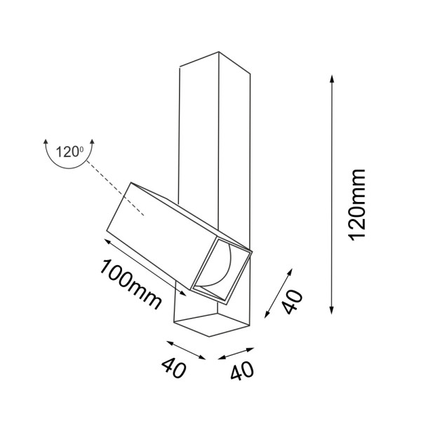 Spot reflektor kwadratowy czarny MITSUMA 1xGU10x4W wym:12x4x8cm IP20 Shilo
