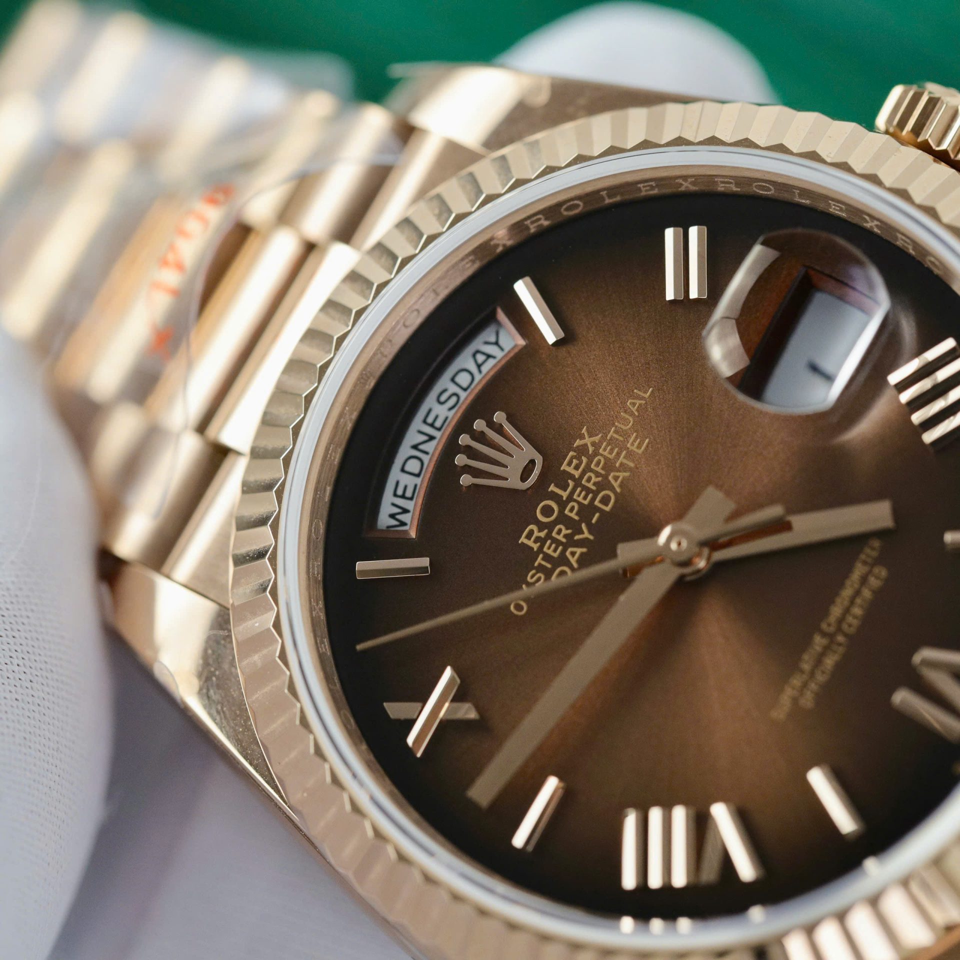 Rolex Day-Date 128235 RG Plated Ombre Brown Dial 36mm Super Clone
