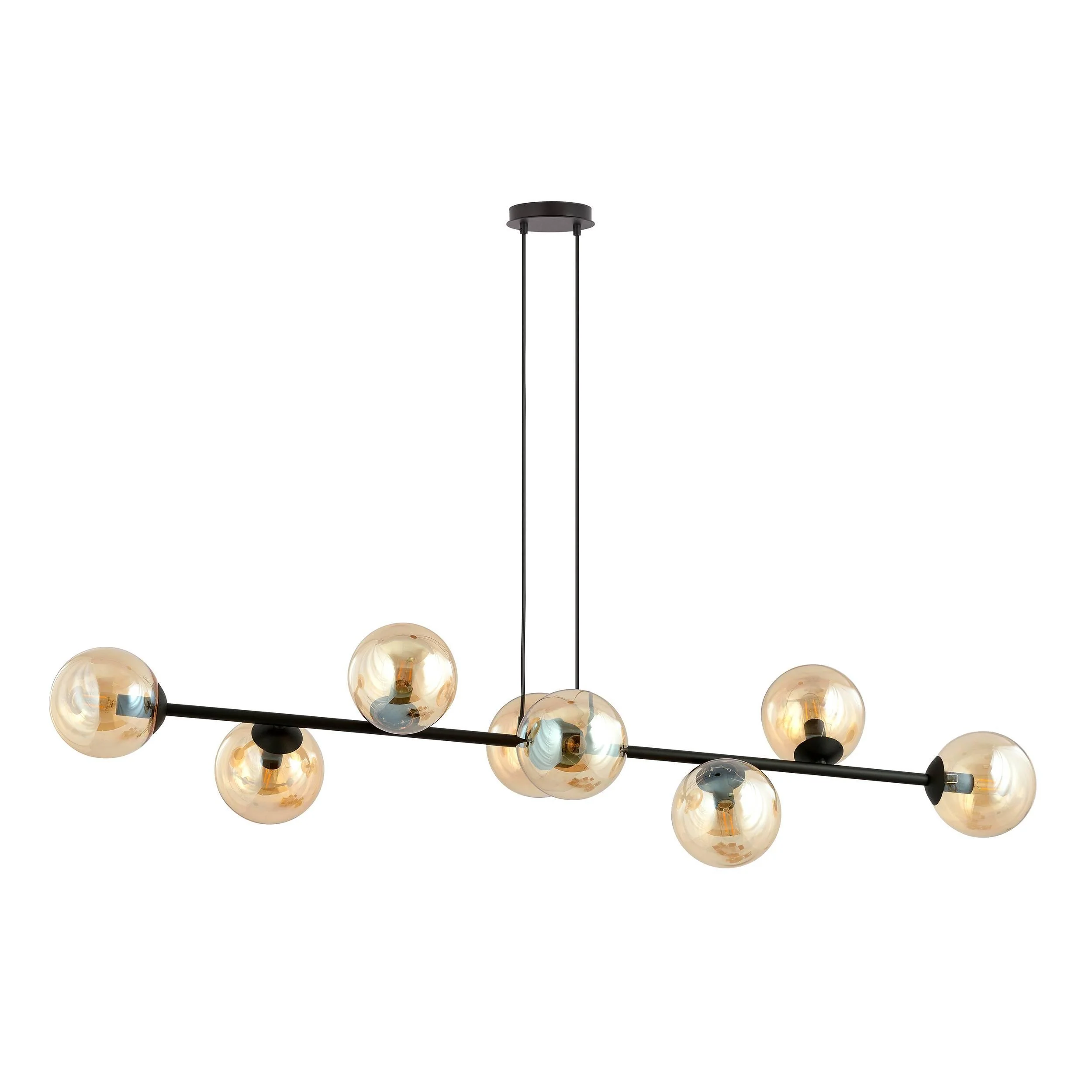Zwarte hanglamp eettafel Valentino 8-lichts