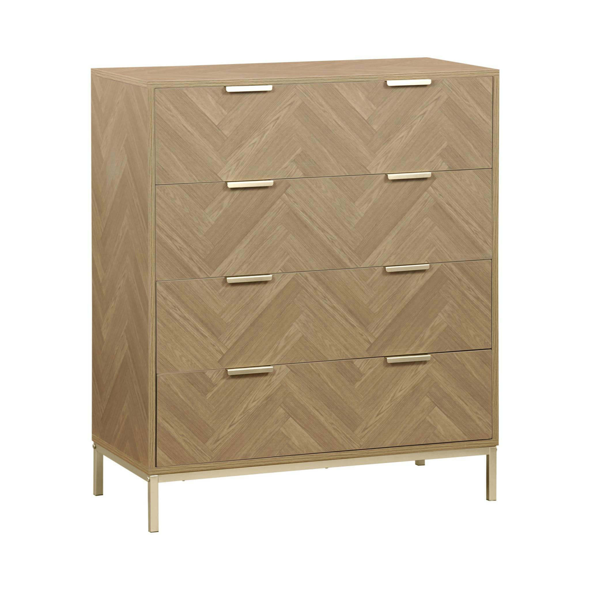 BUDAPEST - Commode de rangement décor chevrons 4 tiroirs