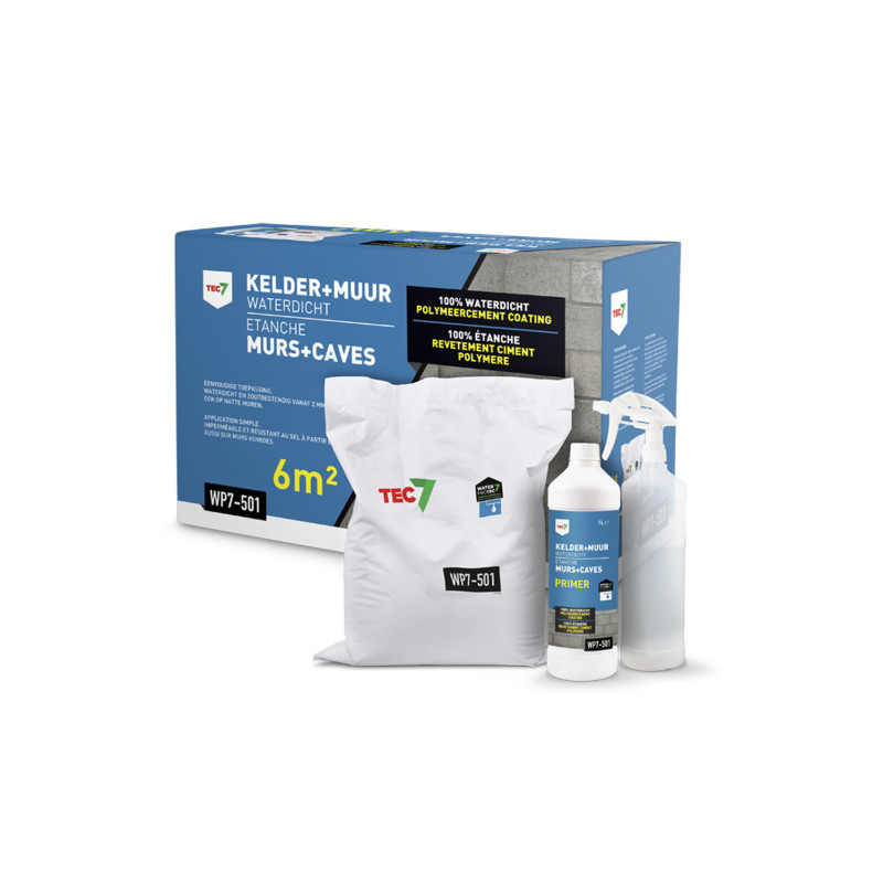 Kit de revêtement ciment Etanche Murs & Caves WP7-501 10 kg   1 L TEC7