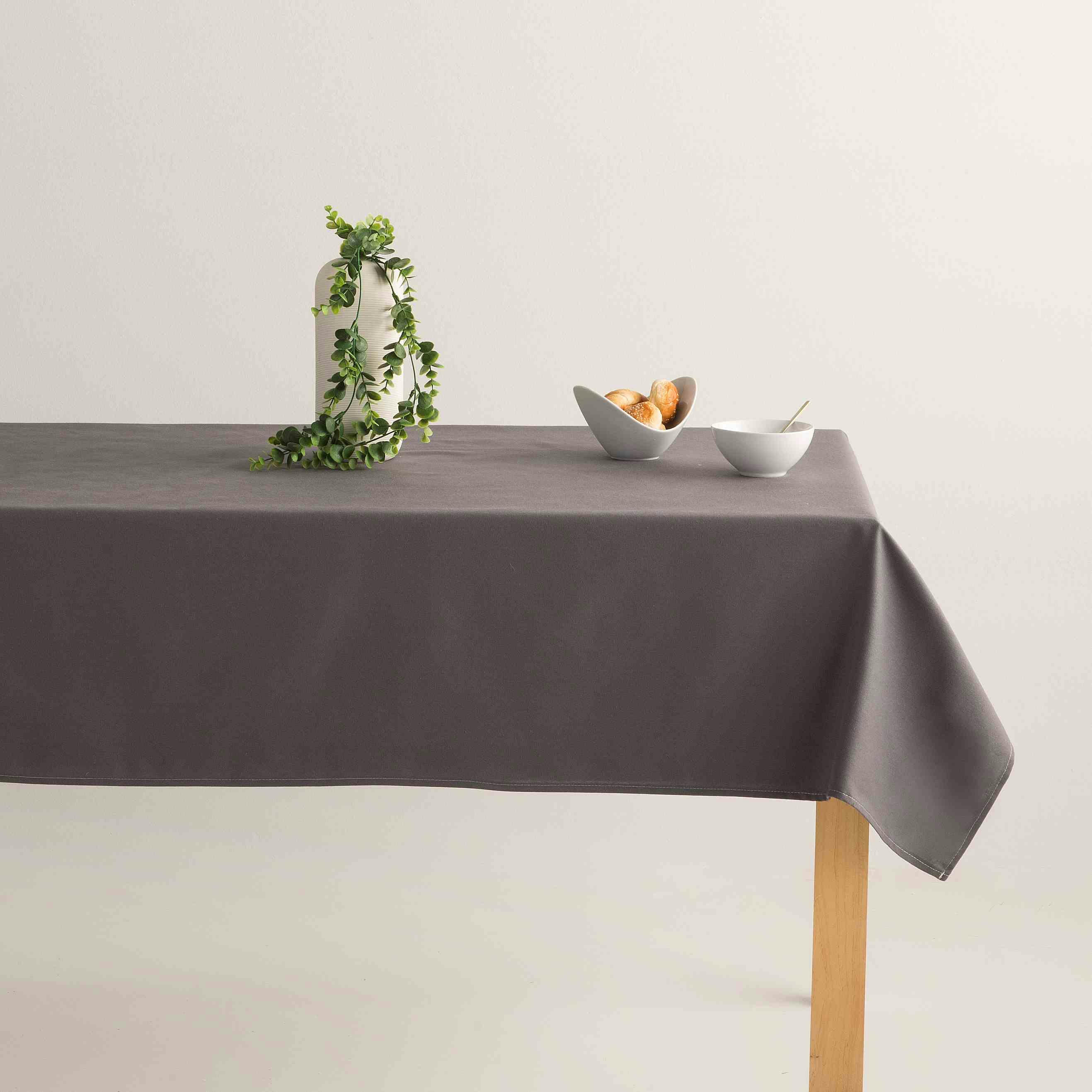 KAHU PLOMO - Nappe en coton biologique gris avec anti-taches 140x140 cm