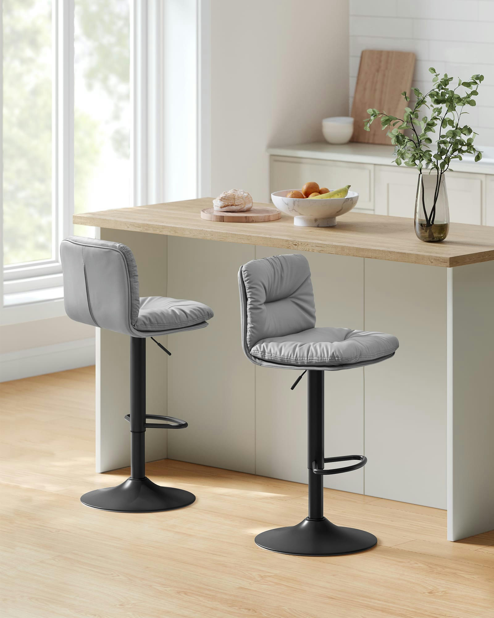 - Tabourets de bar surface en PU gris