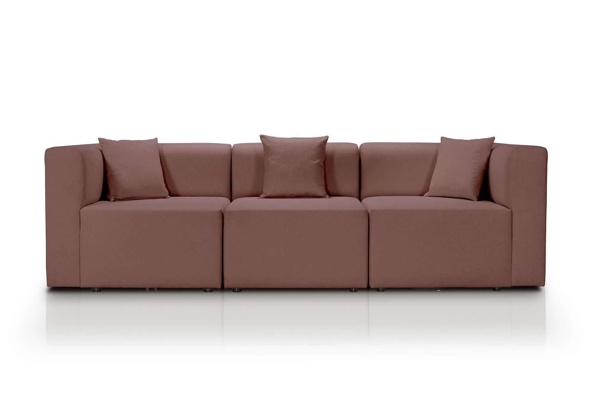 CENTAURI - Canapé modulable 3 places  en tissu rosé foncé