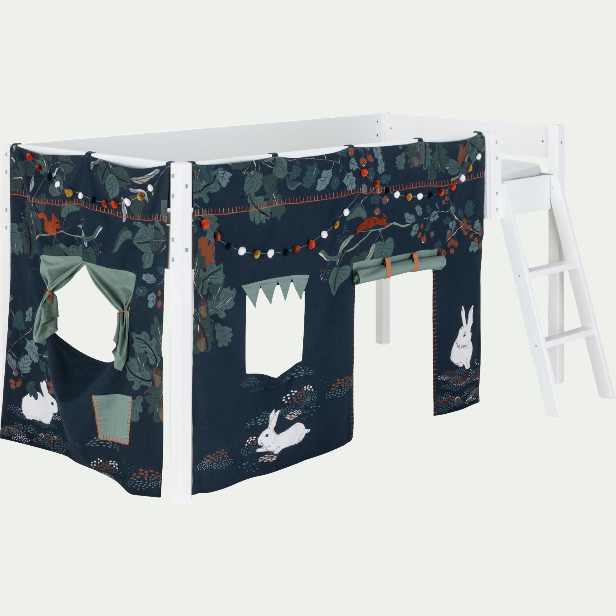 MAS - Tente de lit enfant à motifs sous-bois - bleu