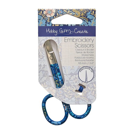 Blue Woodblock Floral Embroidery Scissors