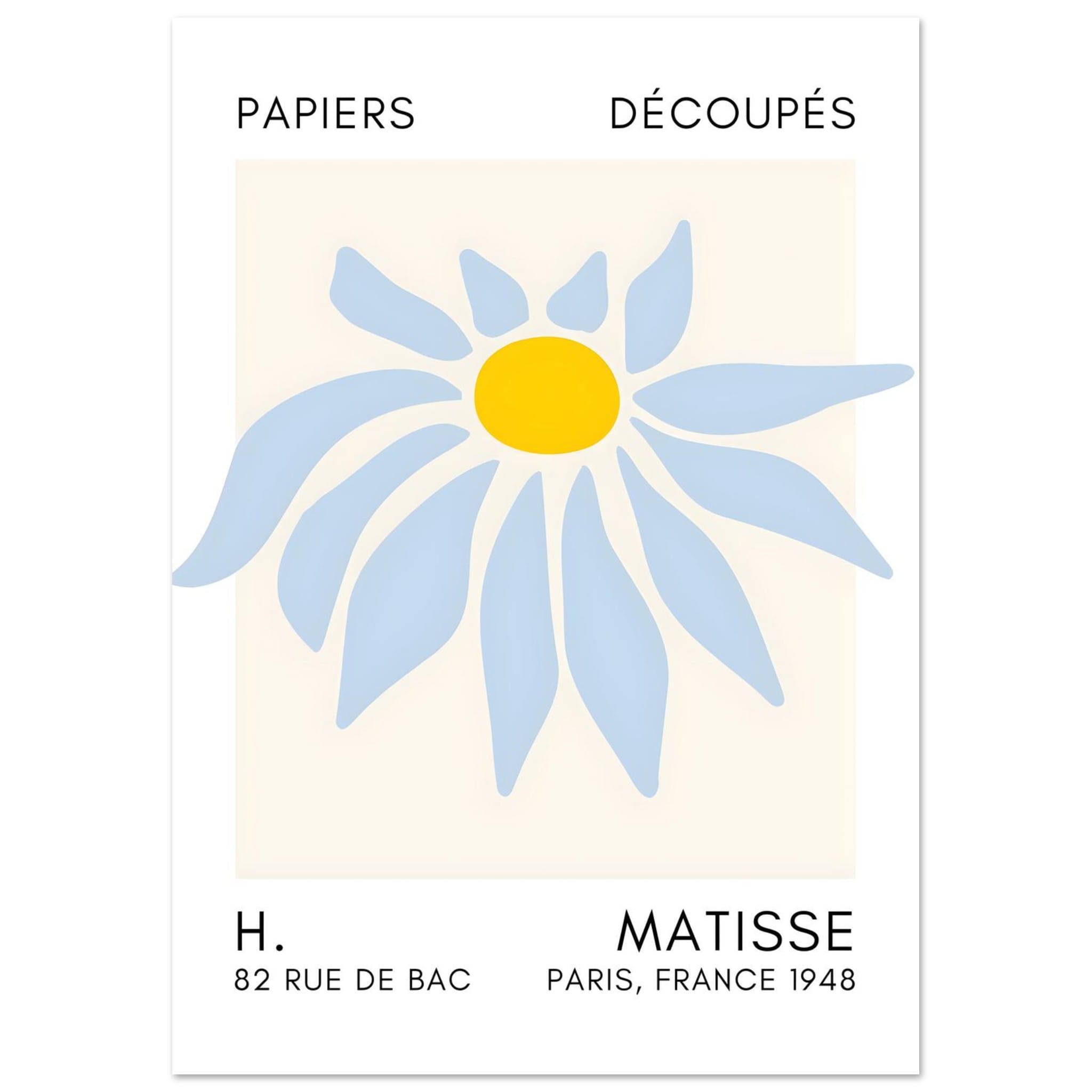 Artfulprints Poster Matisse – Deep sea dance light blue  - A4 21x29.7 cm - Blauw