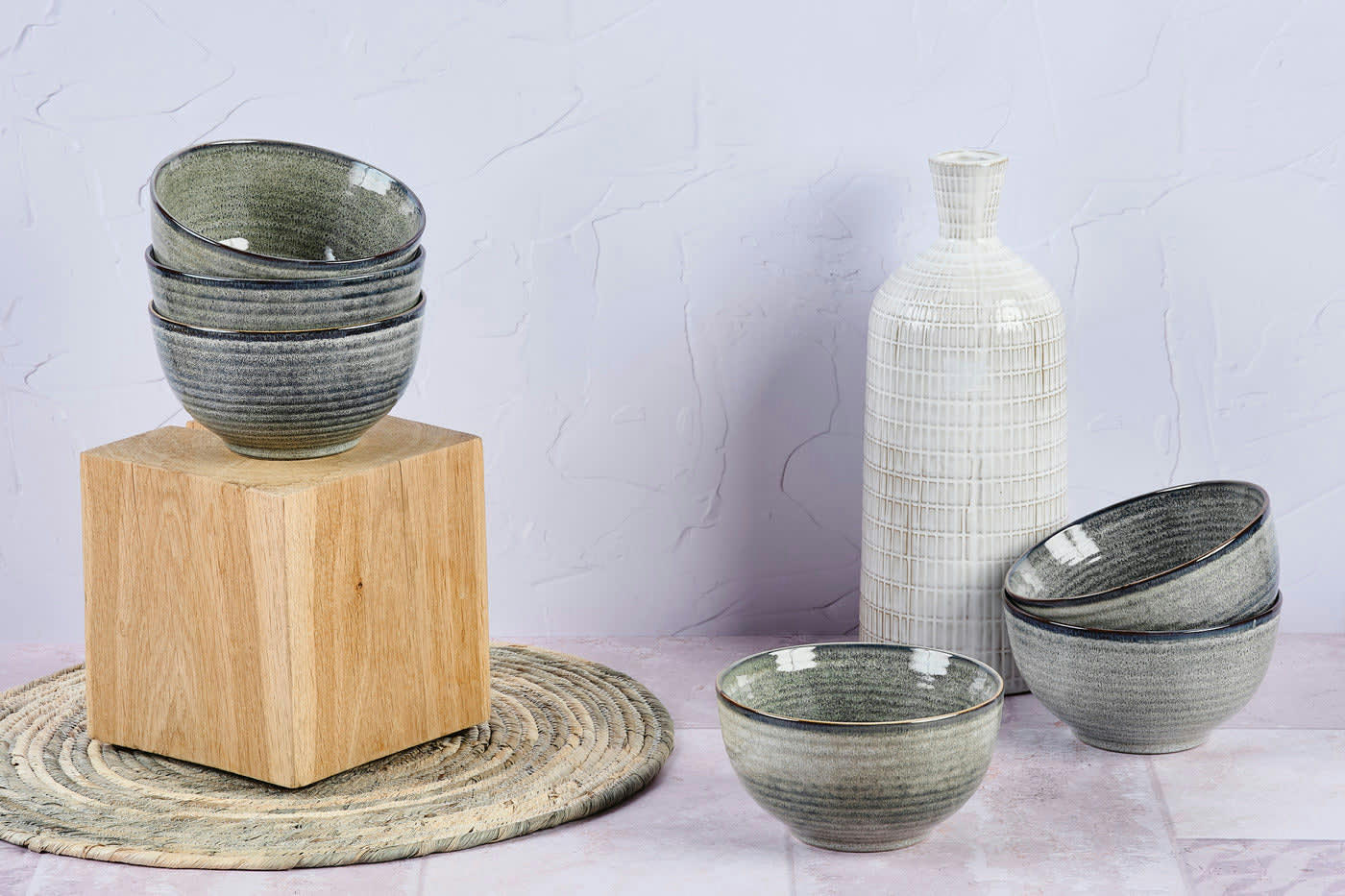 REACTIV - Lot de 6 bols petit-déjeuner en grès gris D14