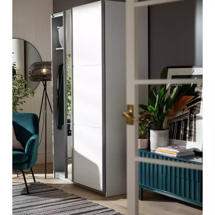 Habitat Holsted Half Mirror 120cm Sliding Wardrobe -White