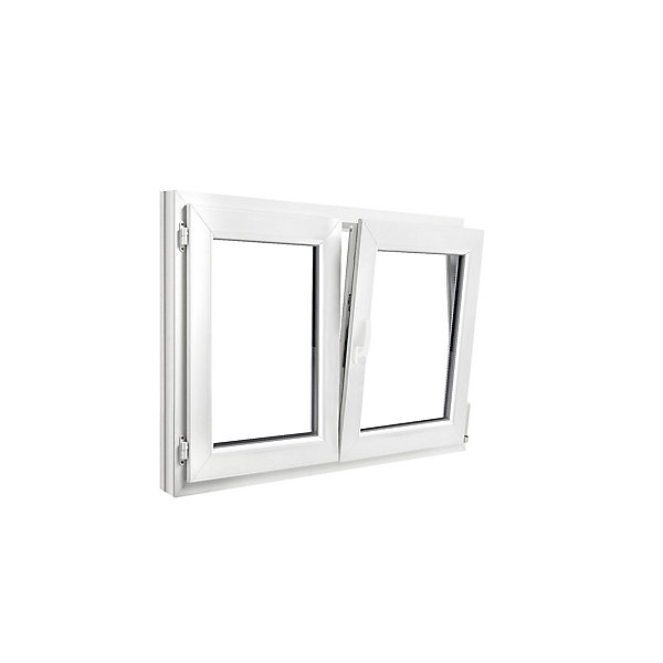 Fenêtre 2 vantaux oscillo-battante, tirant droit double vitrage GoodHome en PVC blanc l.105 x H.78 cm