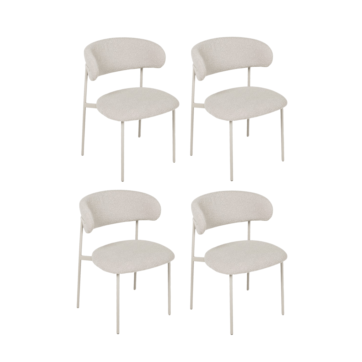 Furnhouse eetkamerstoel Diana - Beige - Stof (Bouclé) - Set van 4