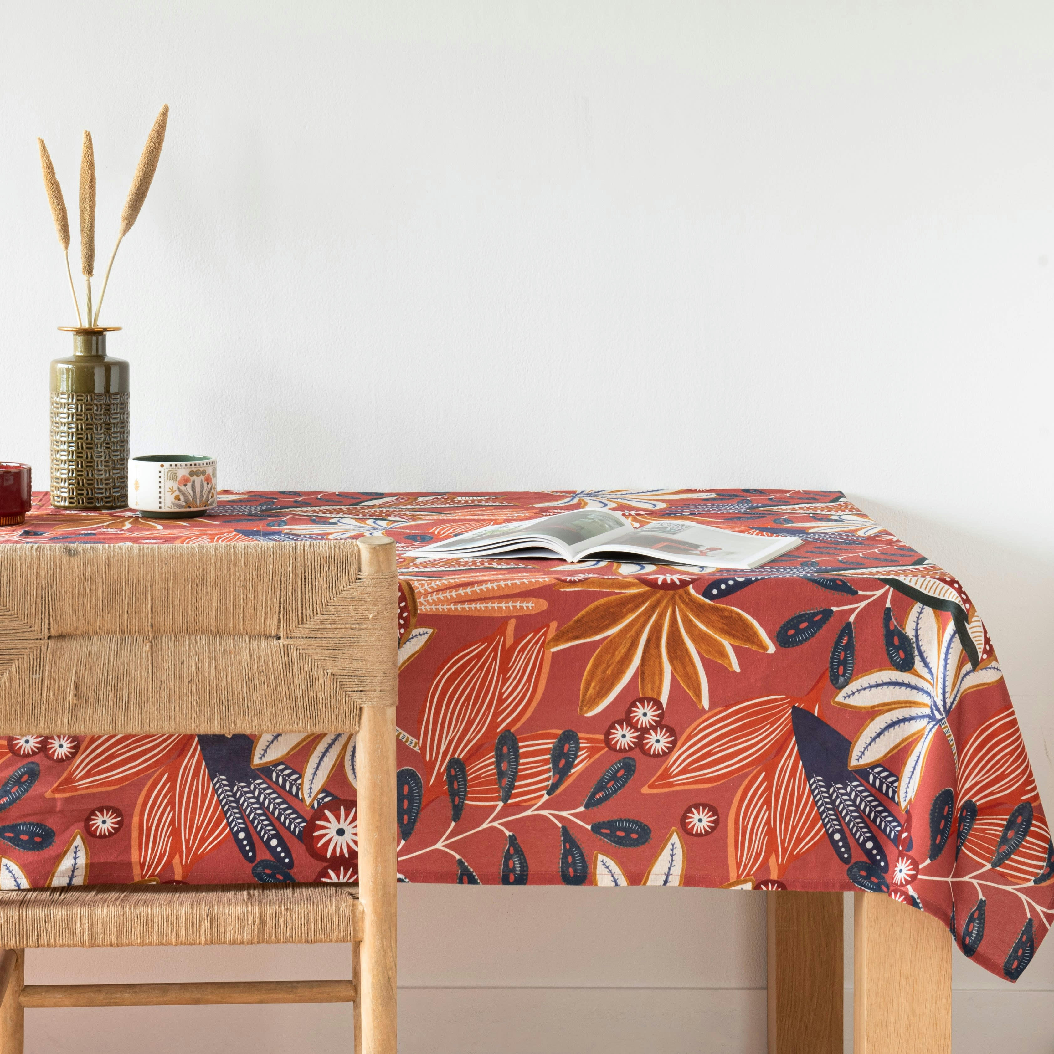 DONYA - Nappe motif feuillage multicolore imprimé 150x250