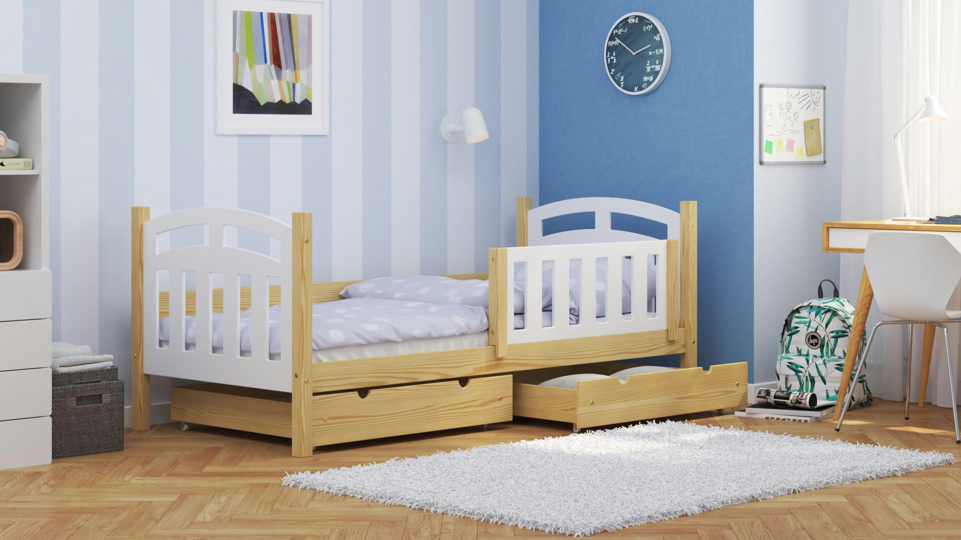 - Lit simple en pin massif&MDF 180x80 naturel