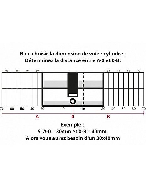 Cylindre de serrure double entrée SA UNIKEY (achetez-en plusieurs, ouvrez avec la même clé),35x70mm, 3 clés, nickelé - THIRARD