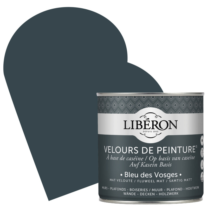 Peinture pour murs Velours de Peinture bleu des Vosges mat 0,5 L LIBERON