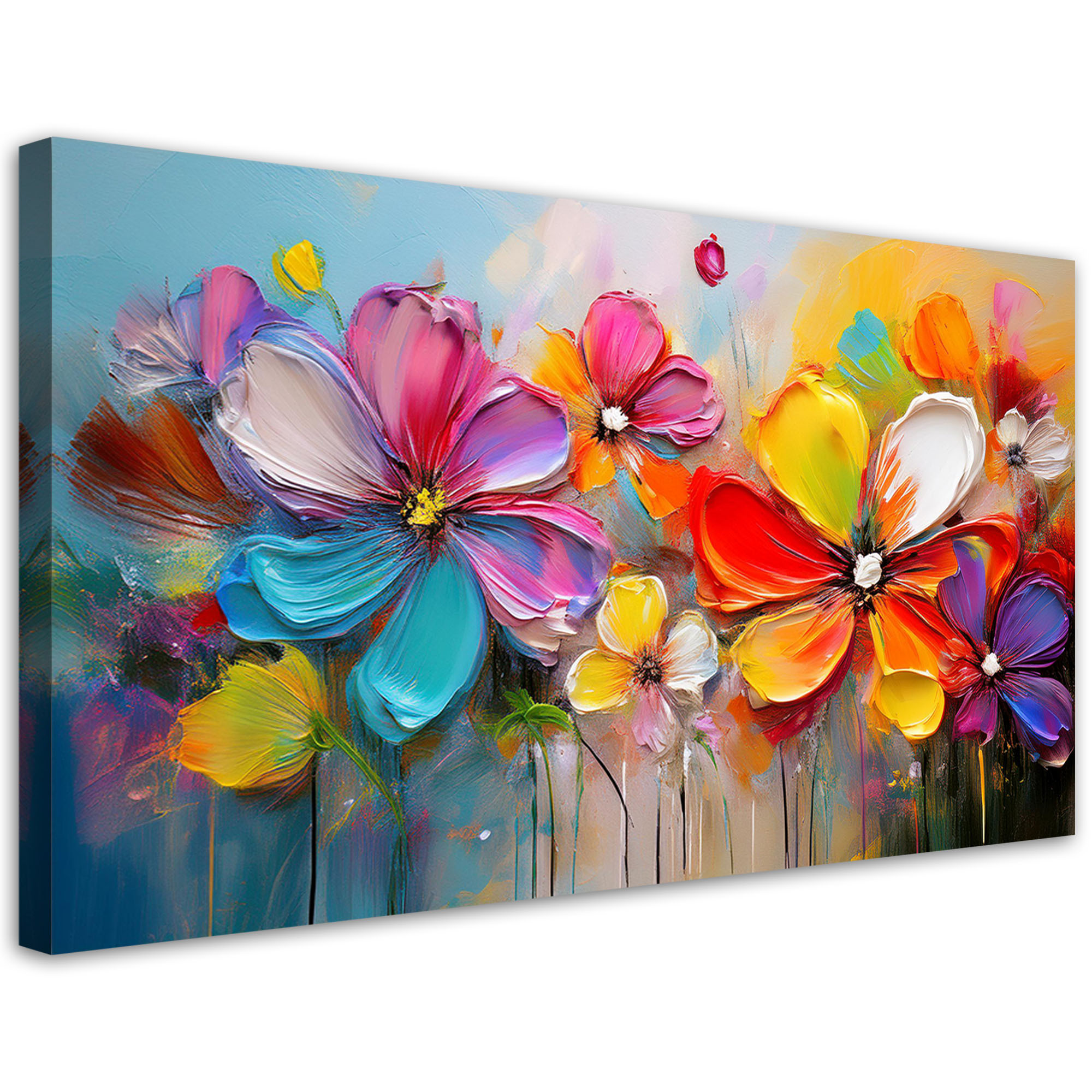 Feeby Obraz na płótnie, Abstrakcja Pastelowe Kolorowe Kwiaty 120x60