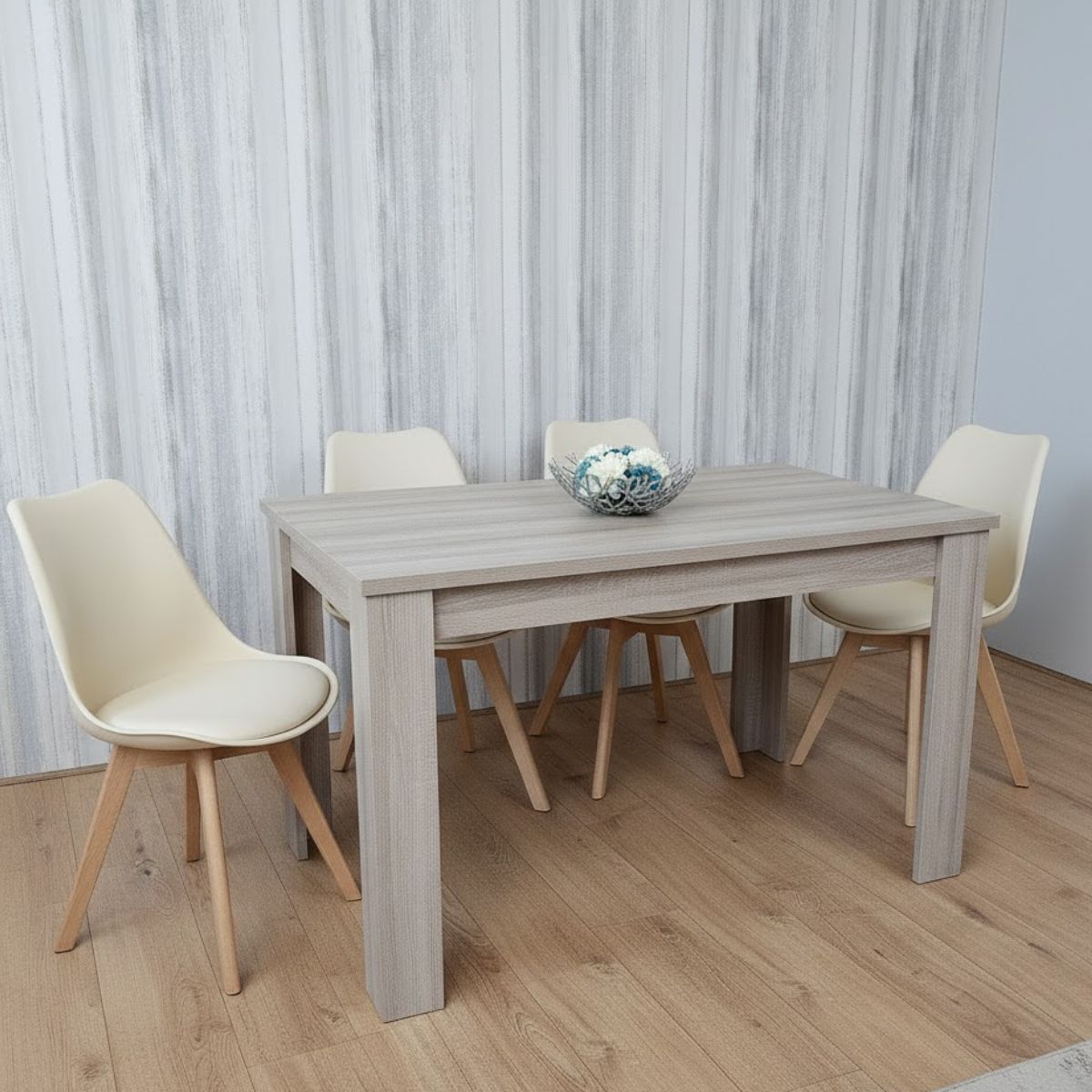 KOSY KOALA Modern Dining Table Set with 4 Cream Chairs Dining Furniture