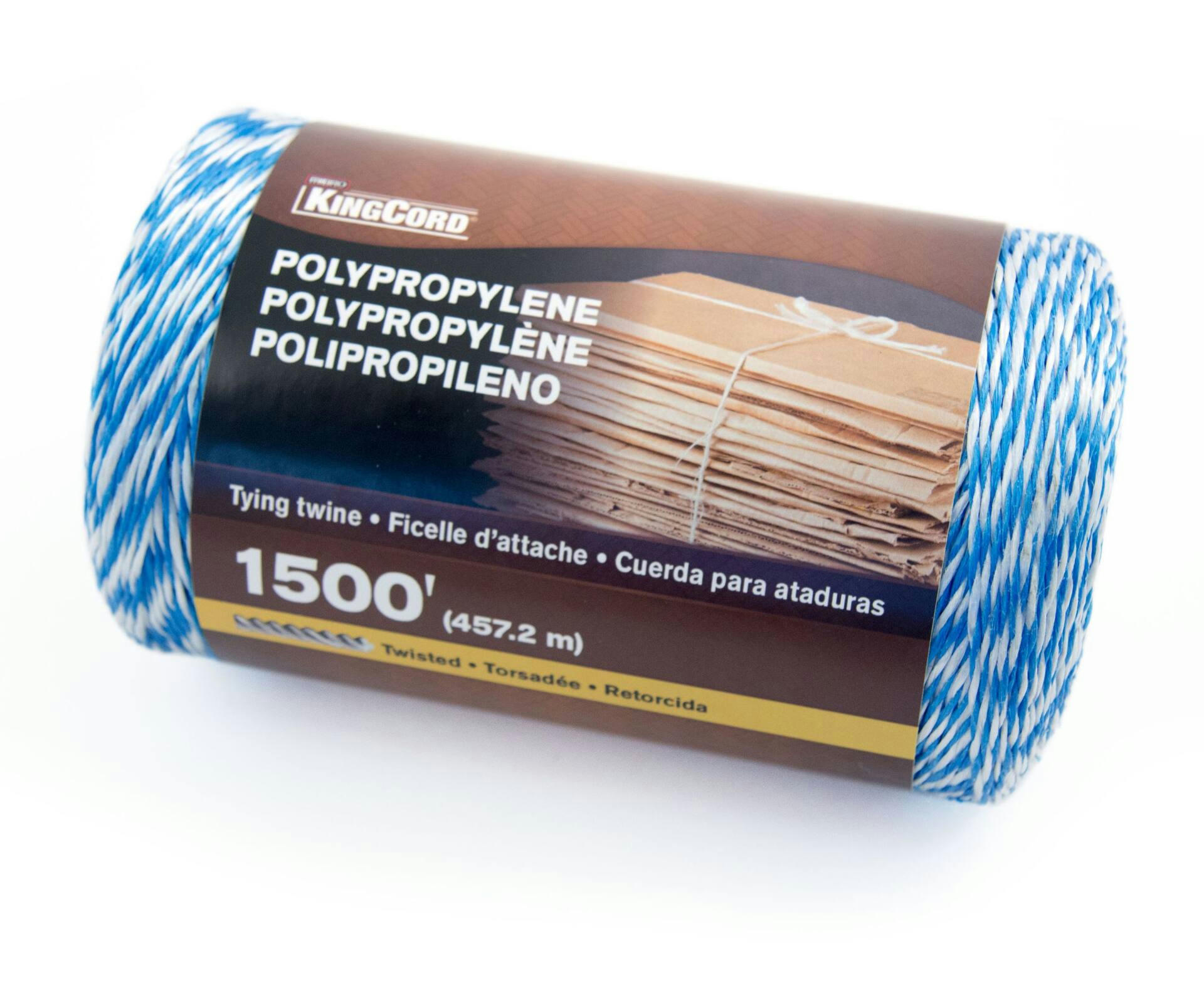 KingCord General Purpose Parcel Polypropylene Twine, for Tying and Bundling, 1500-ft