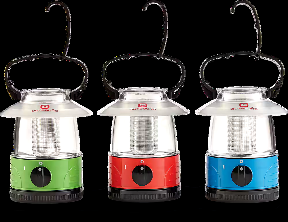 Outbound Battery-Powered Camping Lantern w/ Hanging Hook, 47 Lumen, 3-pk