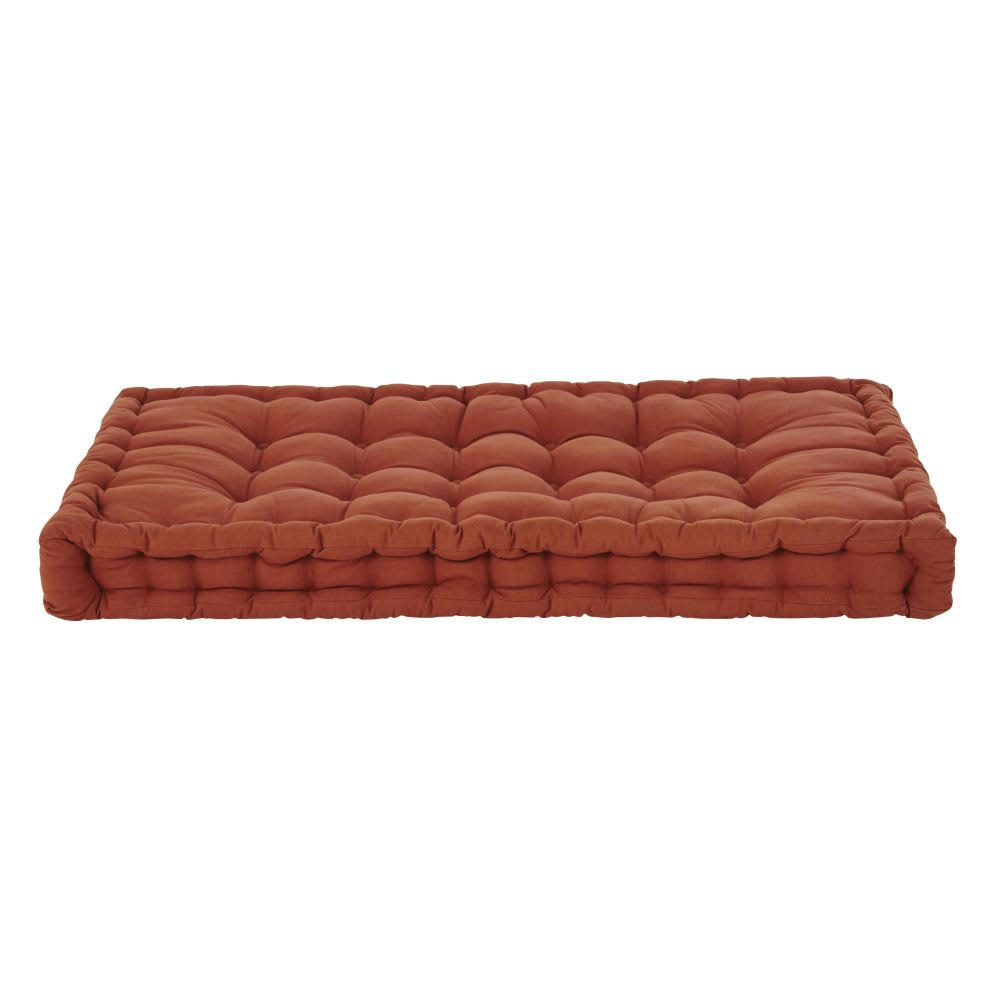 - Matelas capitonné en coton terracotta 60x120