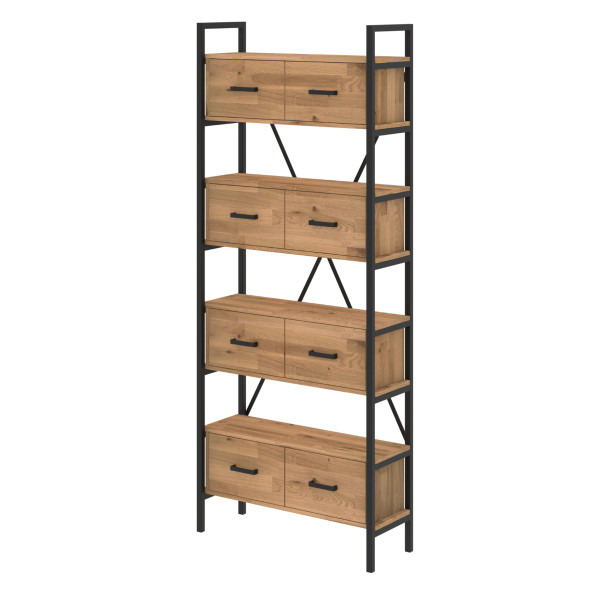 Regał dębowy Medium-Cabinet 245x80x30 cm LOFT z drzwiczkami K1-4