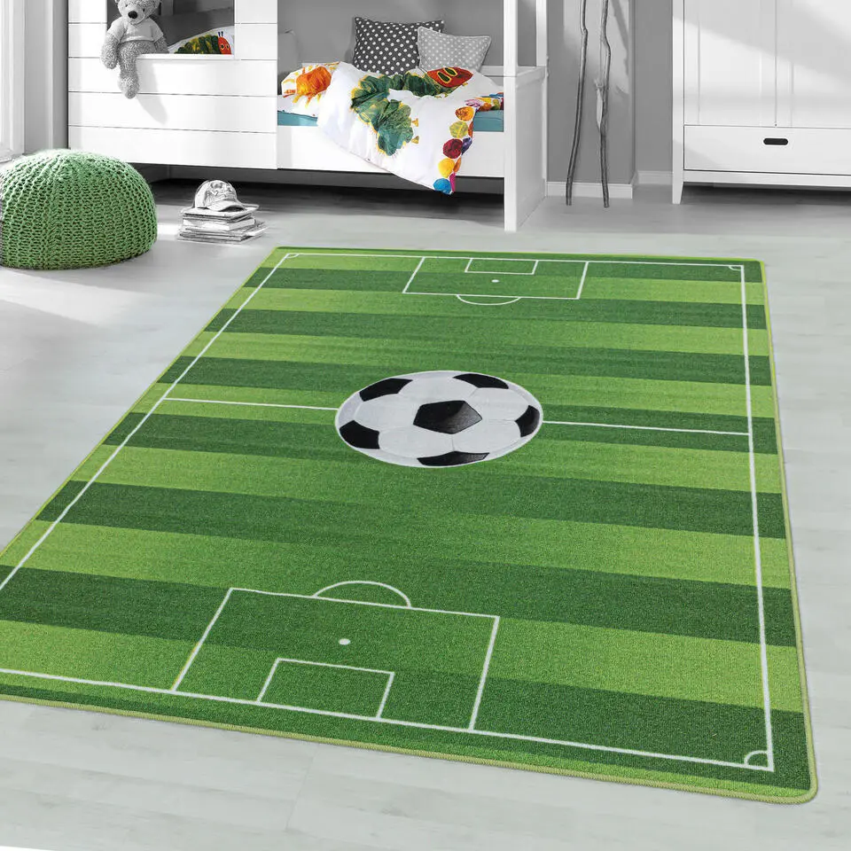 Play Voetbal Speeltapijt - 100x150 cm - Groen - Vloerkleed Kinderkamer