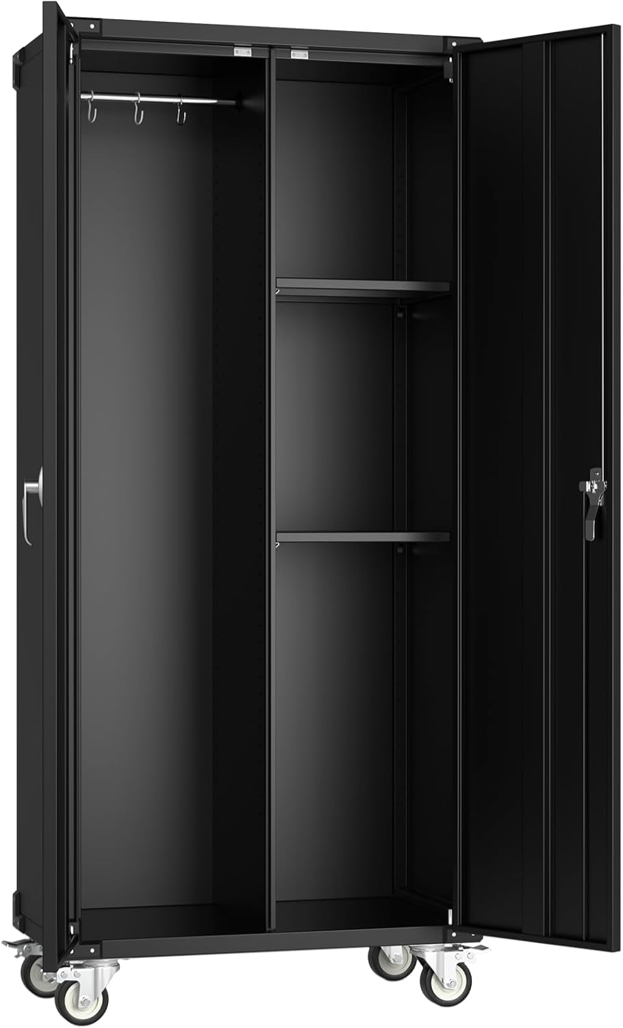 DUMOS 72 Metal Garage Storage Cabinet with Wheels, Tall Rolling Steel Tool Cabinet with Adjustable Shelves and Locking Doors, Lockable File Cabinet for Garage, Home, Office, Warehouse, Black