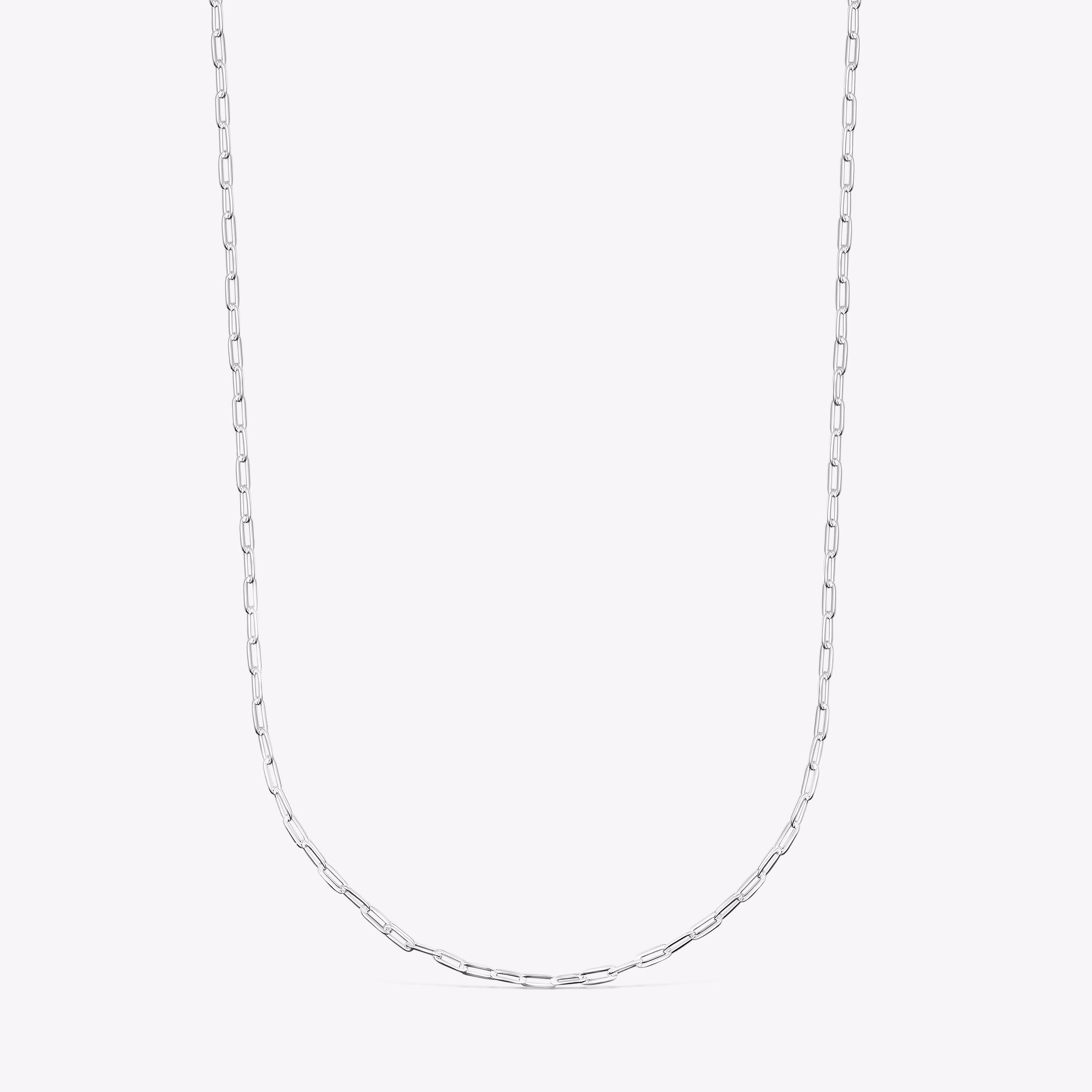 Gargantilla larga de plata con anillas ovales, 95 cm Chain