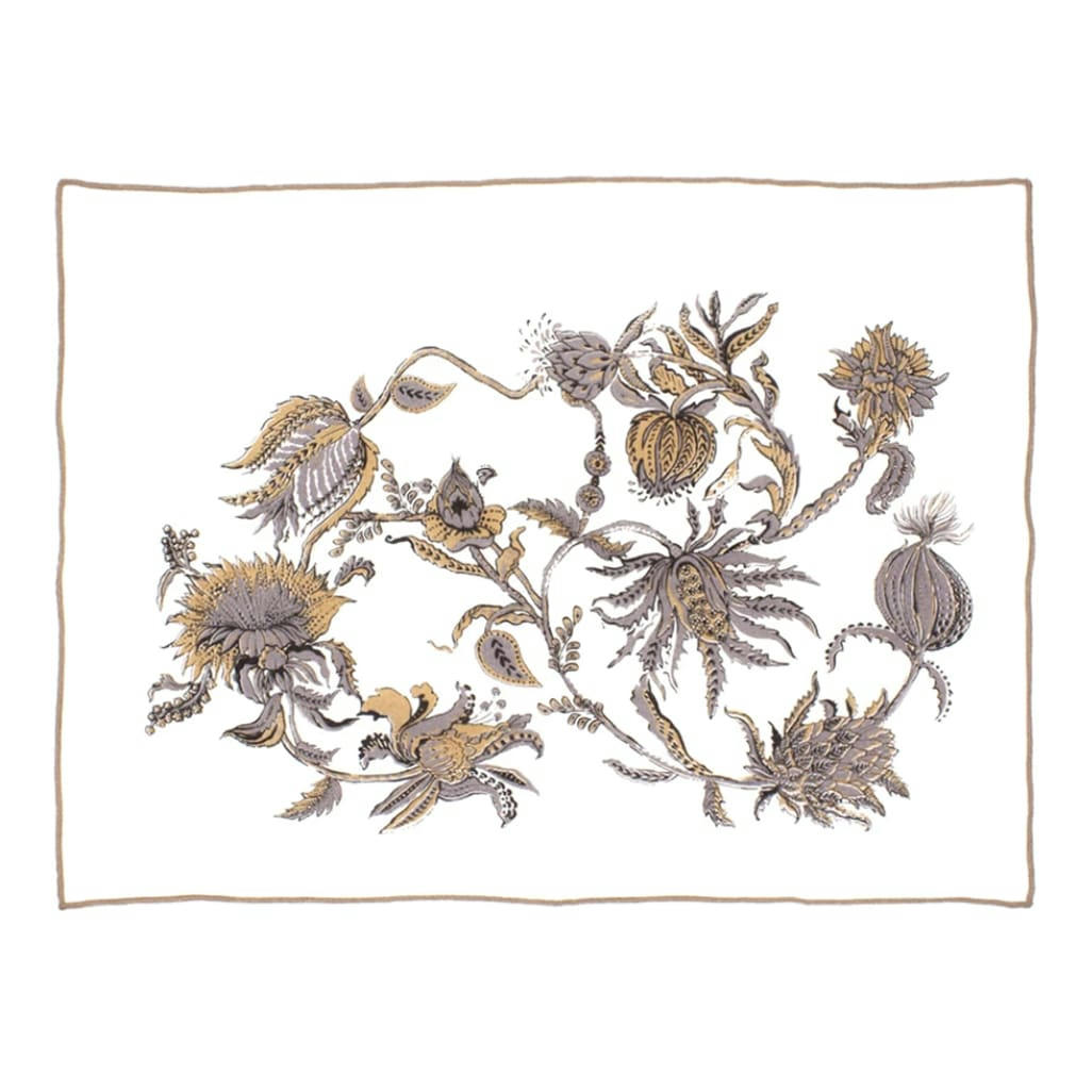 ORIENT EXPRESS - Serviette de table Lin pur lavé Manais Blanc Ocre 45x45