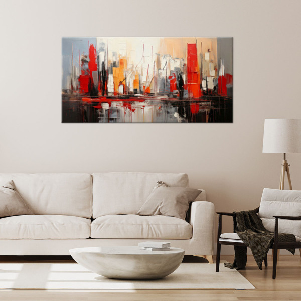 Feeby Obraz do salonu, Miasto Abstrakcja Czerwony 80x40