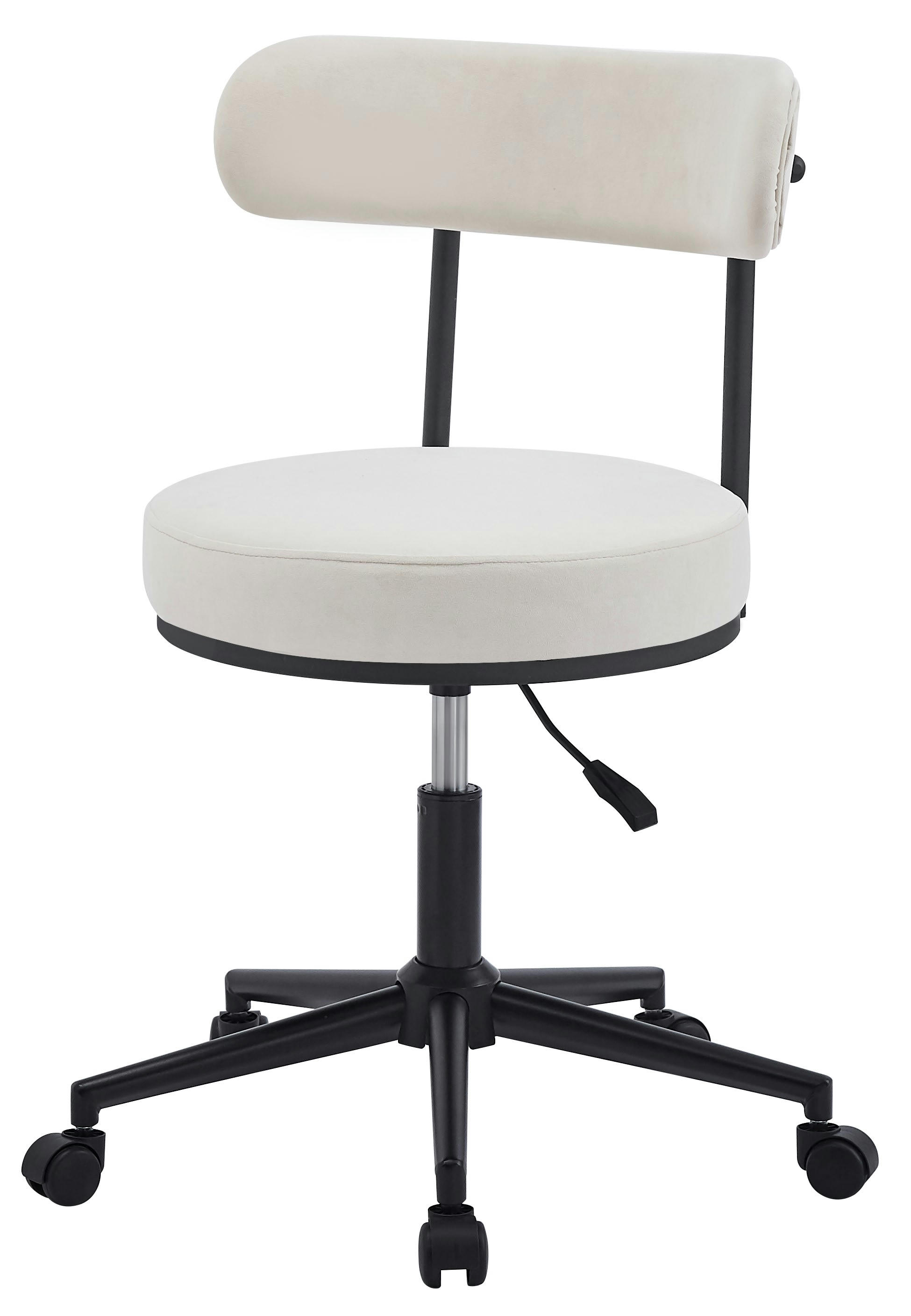 - Chaise de bureau en tissu beige avec base en metal