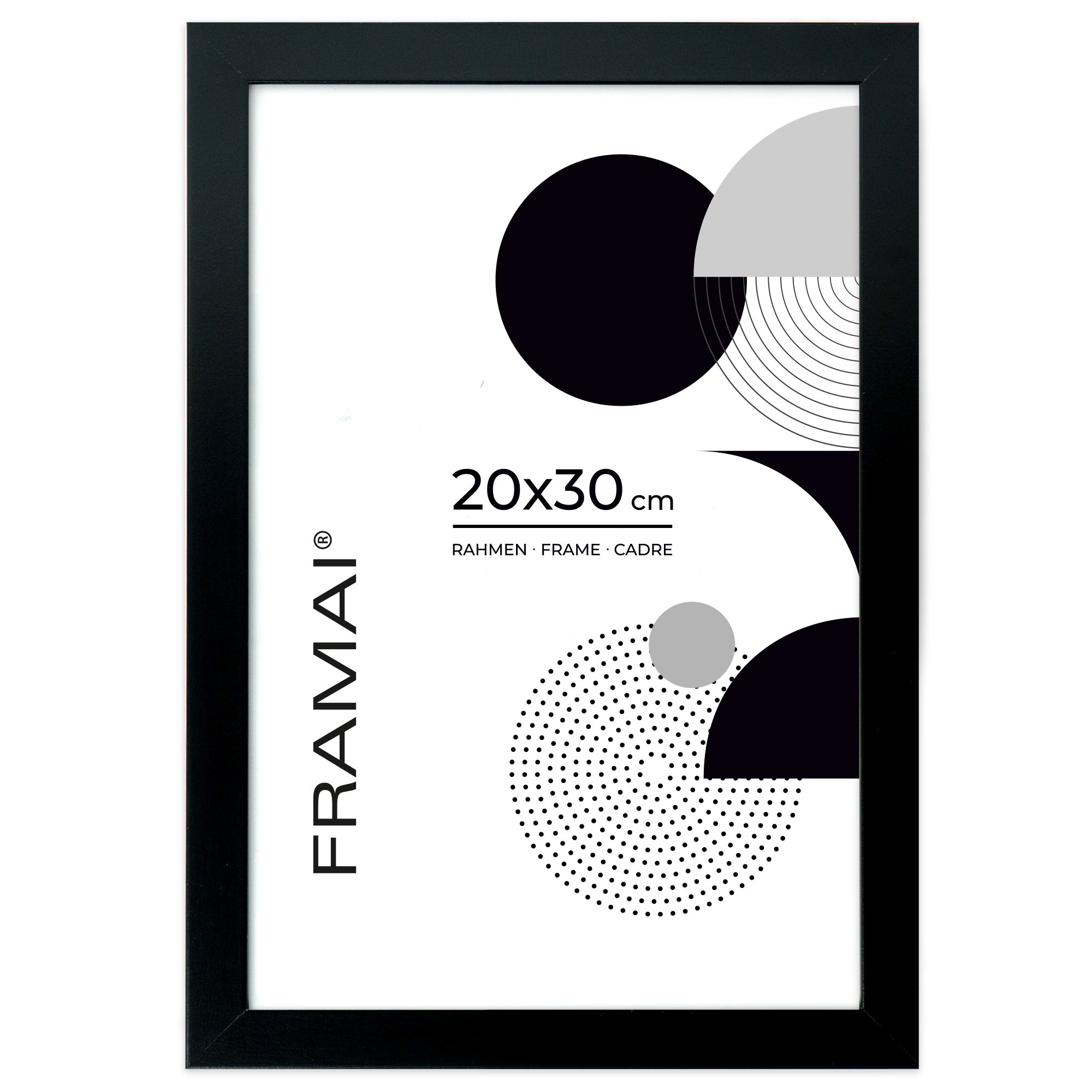 Czarna ramka na zdjęcia 20x30 cm rama prostokątna FRAMAI®