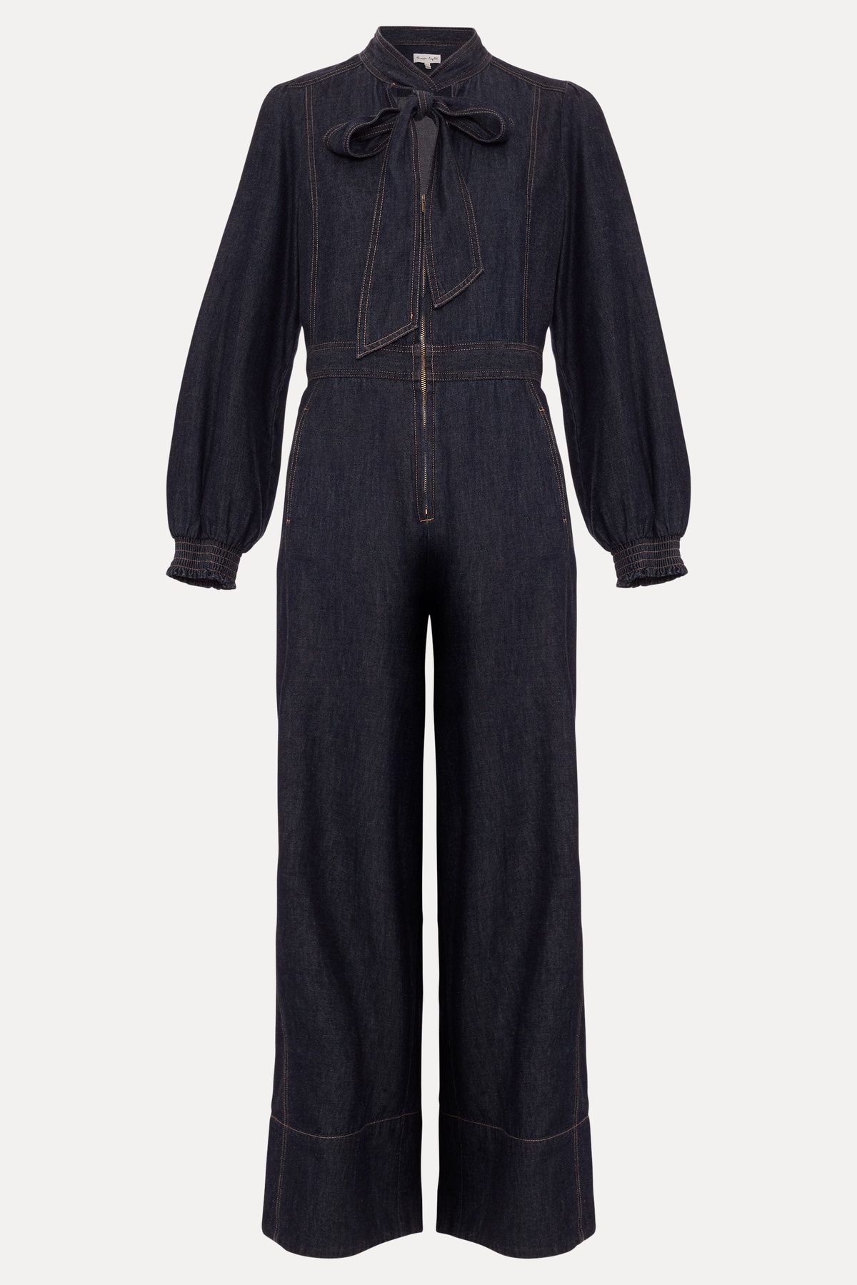 Phase Eight Patricia Tie Neck Denim Jumpsuit