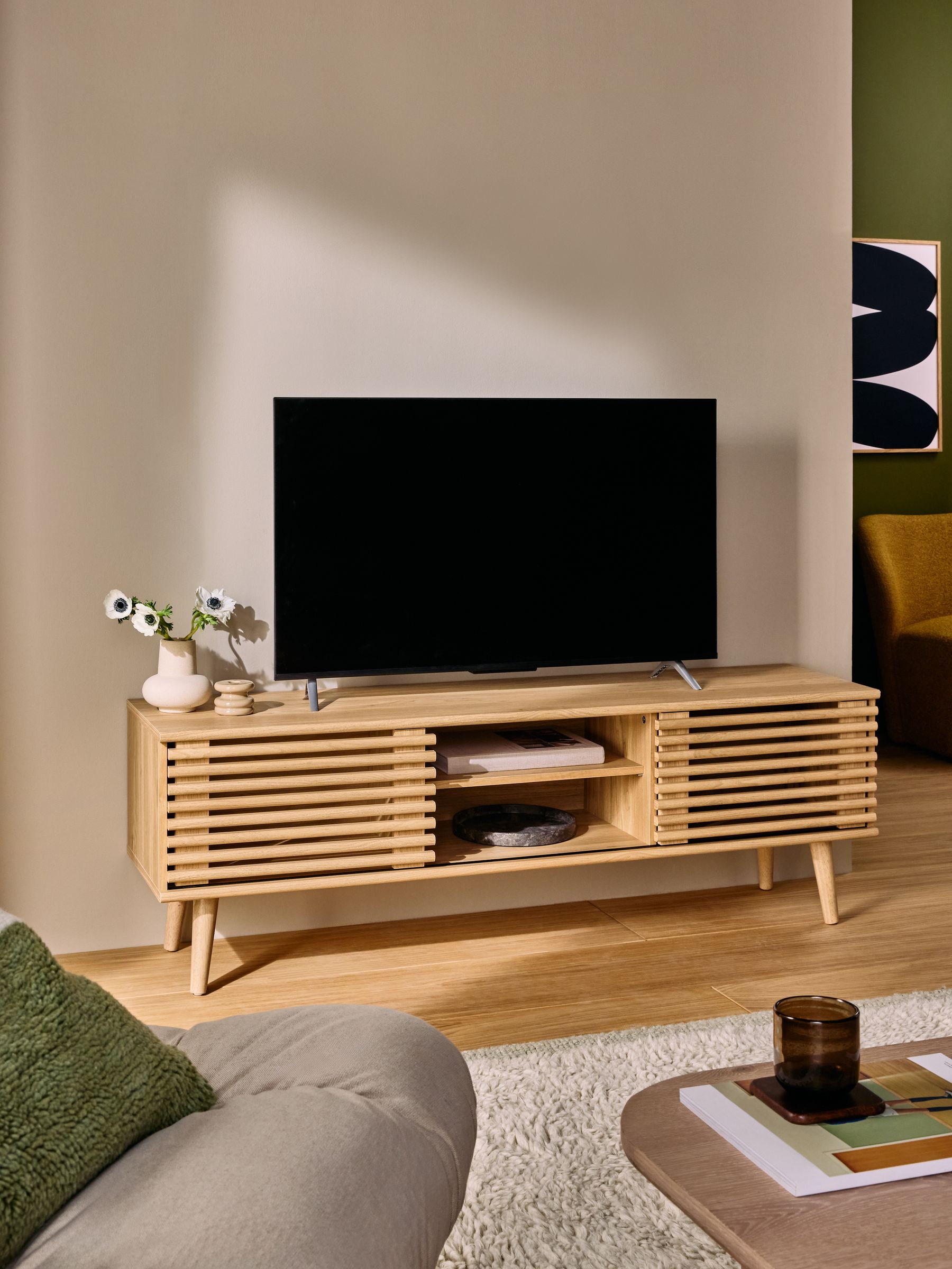 Tulma Wide TV Unit Up to 55 Inch in Mid Oak Effect