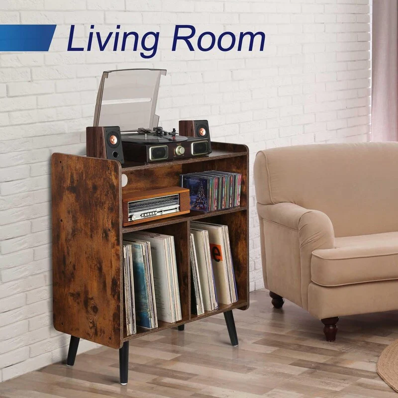 3-Tier Vintage Record Player Stand - 14D x 26.5W x 31H