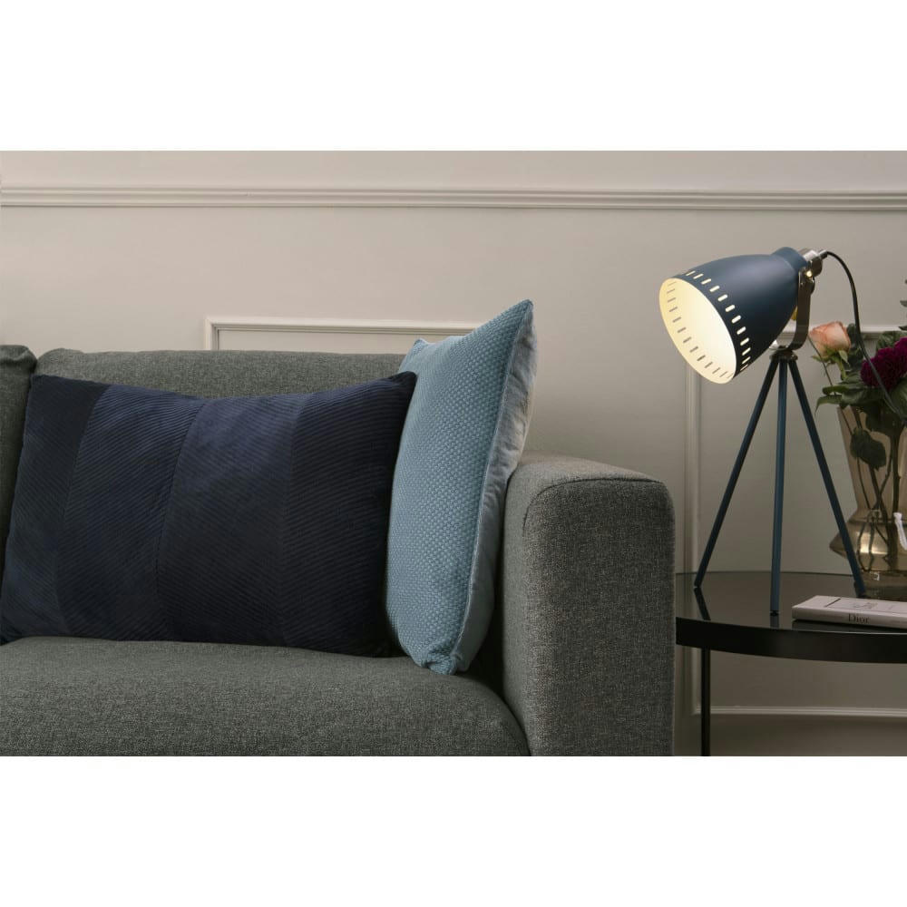 RIBBED - Coussin en velours à motifs chevrons 40x60cm bleu marine