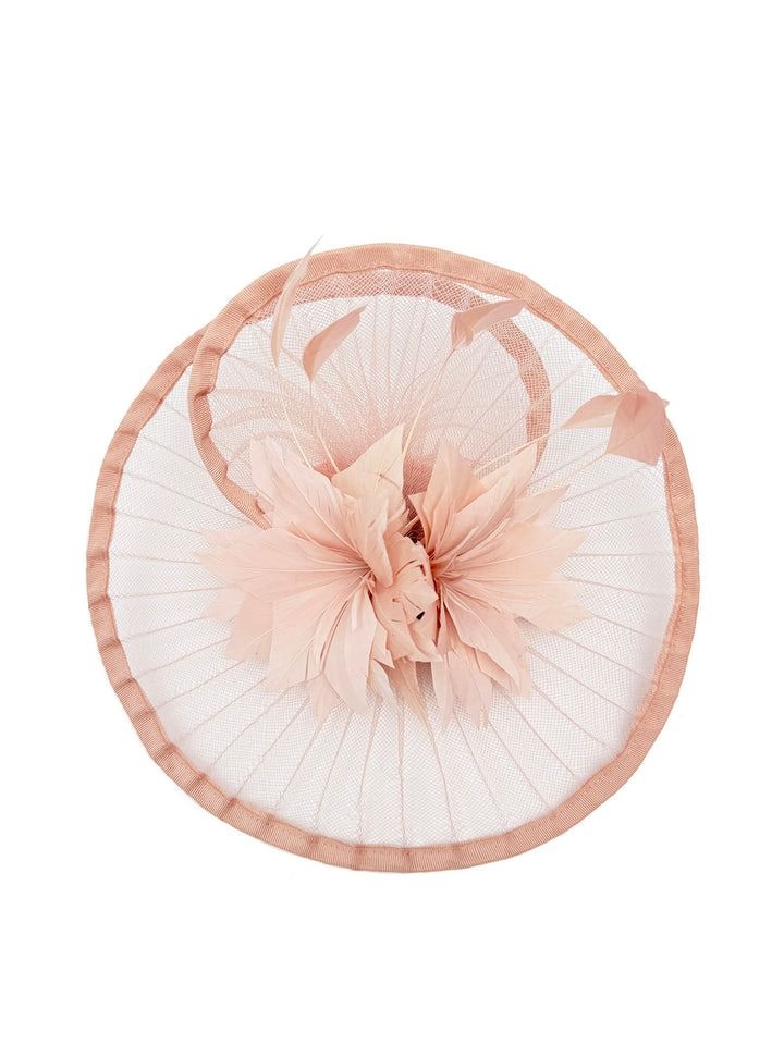SVNX Spiral Circular Brim Fascinator with Feathers Burst