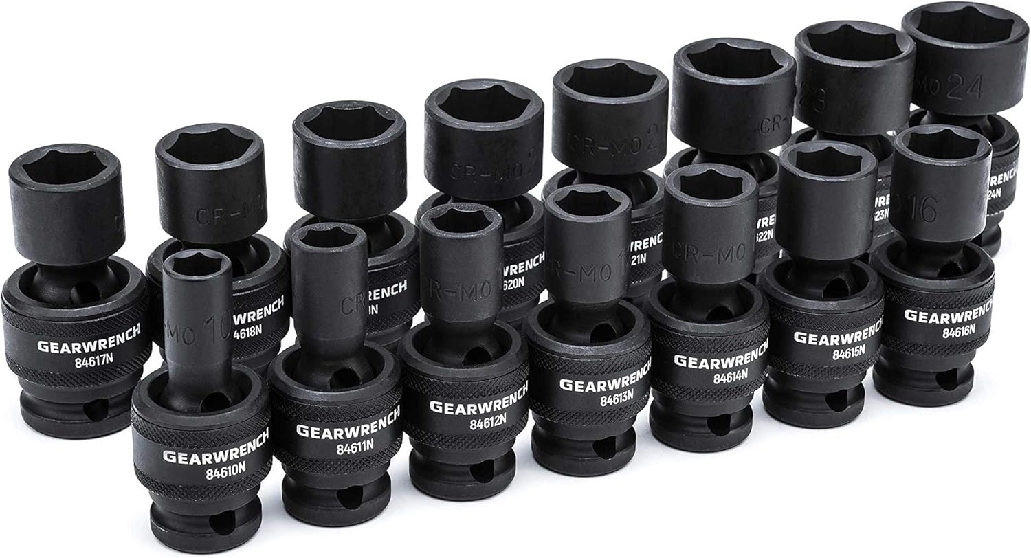 GEARWRENCH 1/2-Inch 6 Point Metric Universal Impact Socket Set (15 Piece) - 84939N