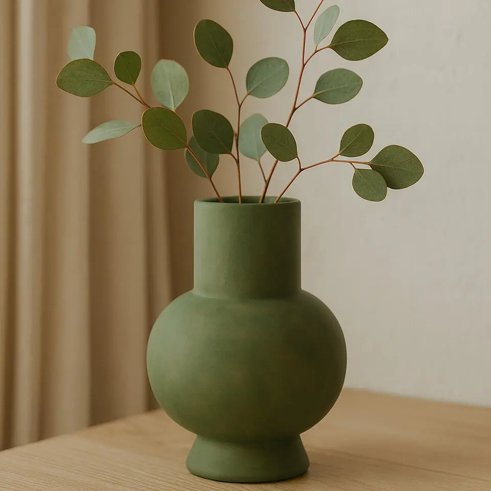 Hakbijl Glass Bloemenvaas Deborah - Groen - glas - D17 x H22 cm