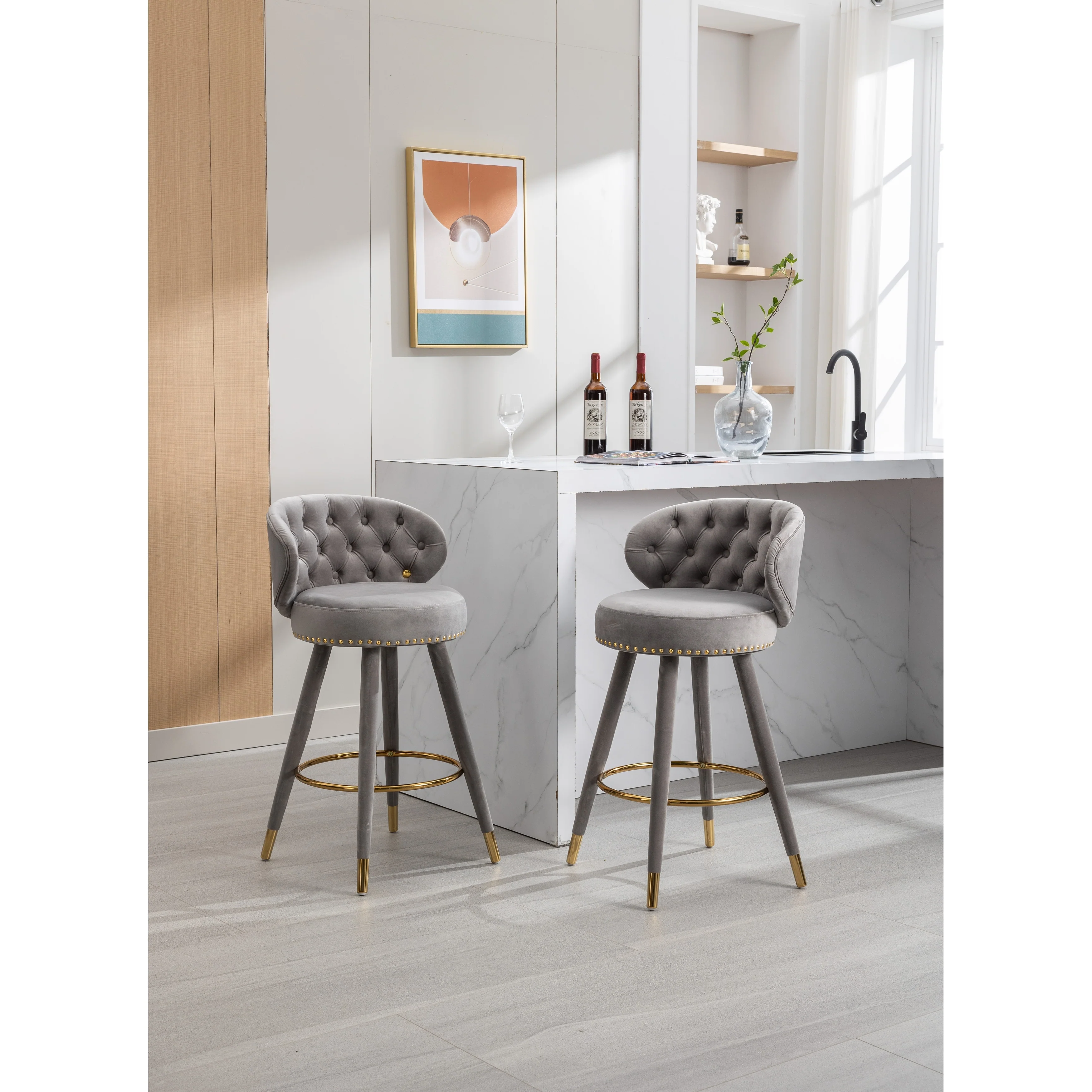 COOLMORE Counter Height Bar Stools Set of 2