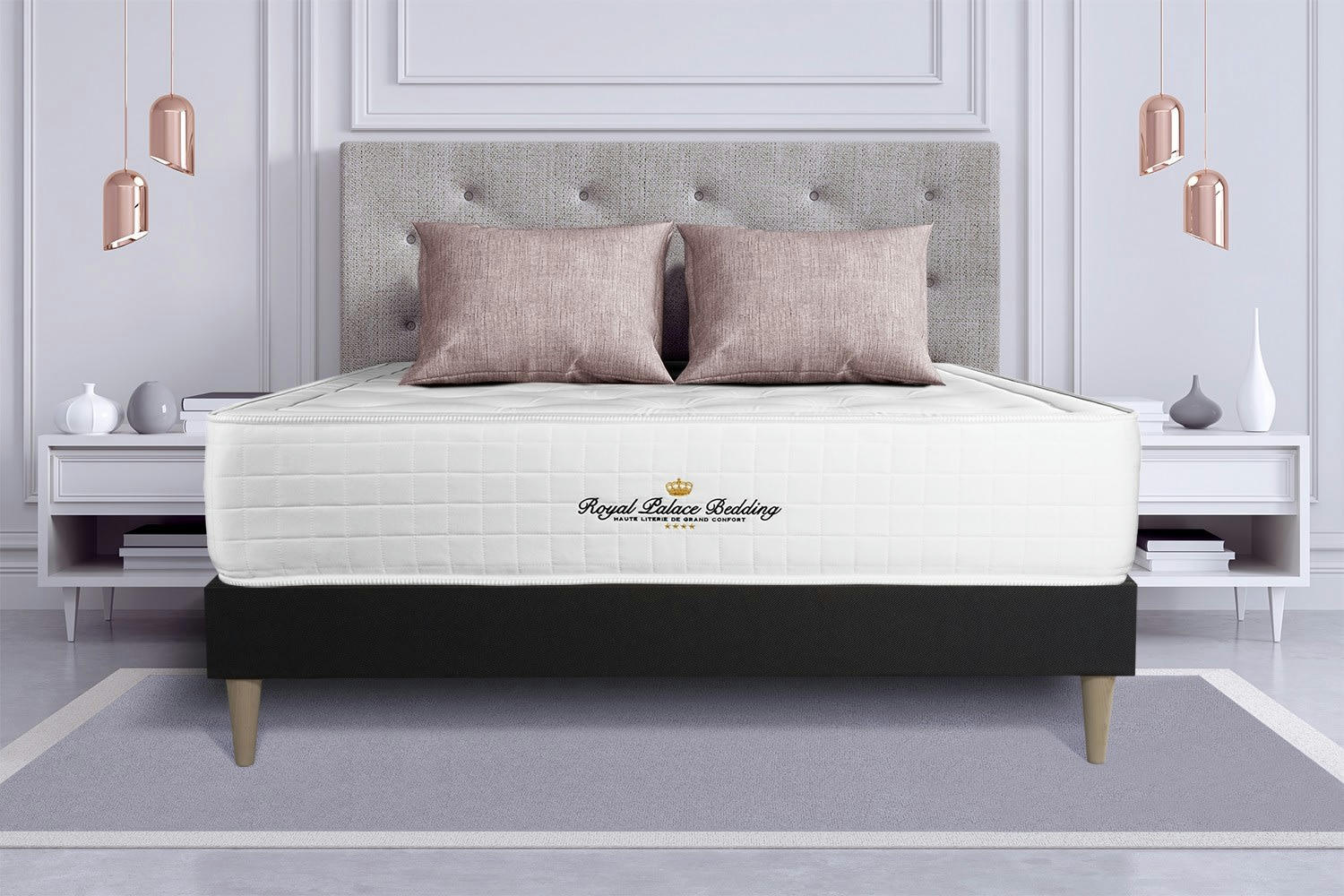BUCKINGHAM - Ensemble 160x200 Mémoire de forme - sommier kit