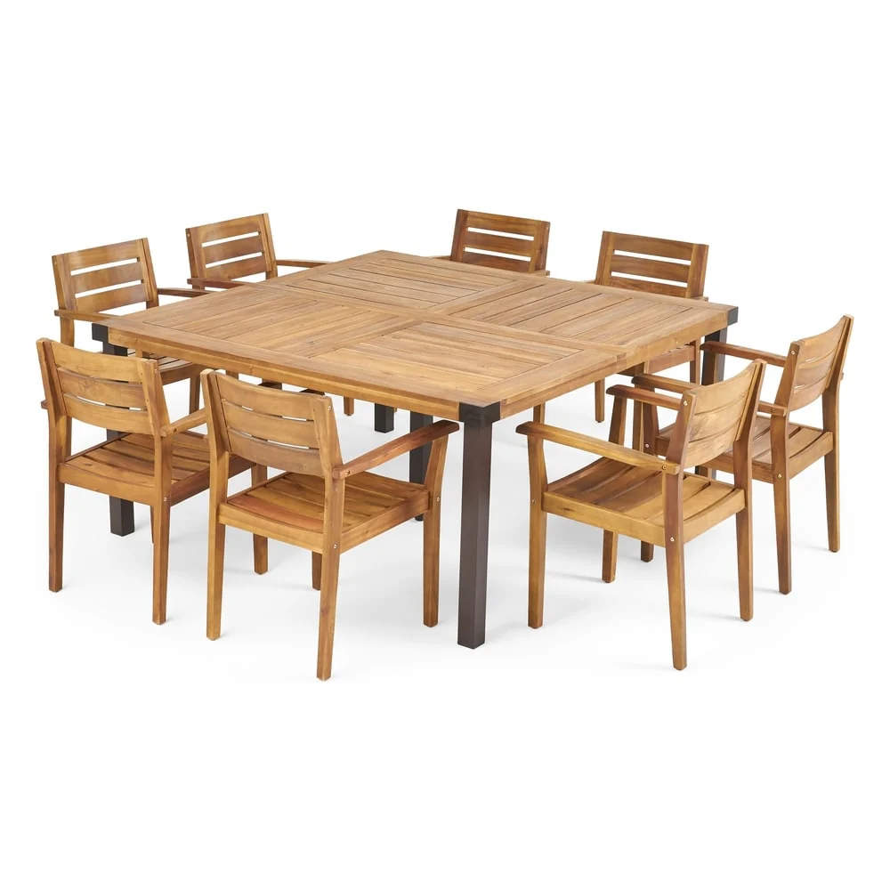 Stockton Outdoor 8 Seater Acacia Wood Dining Set by Christopher Knight Home