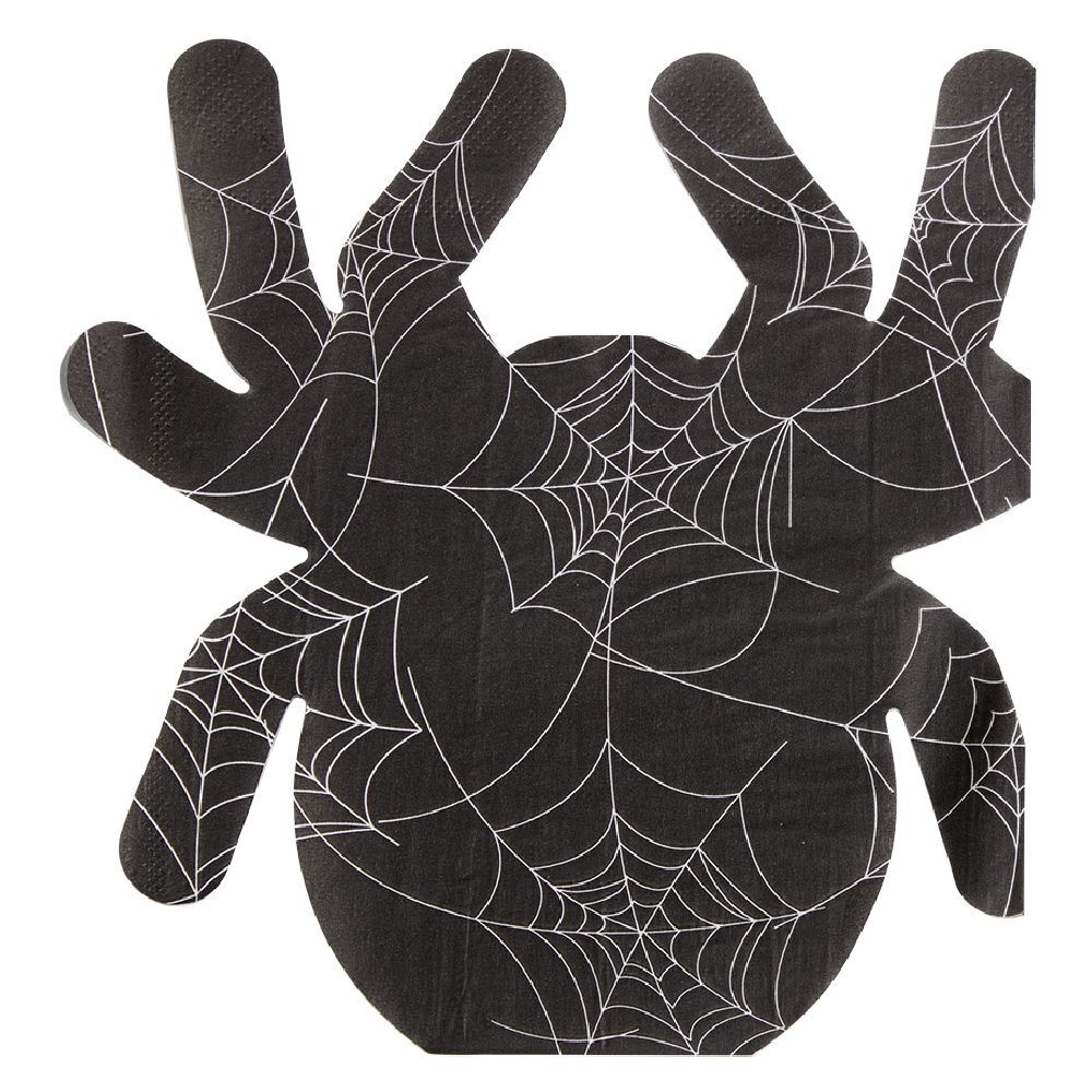 Serviette papier Halloween forme araignée noir x20