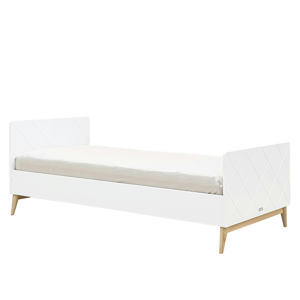 PARIS - Lit 90x200 sommier inclus blanc chêne