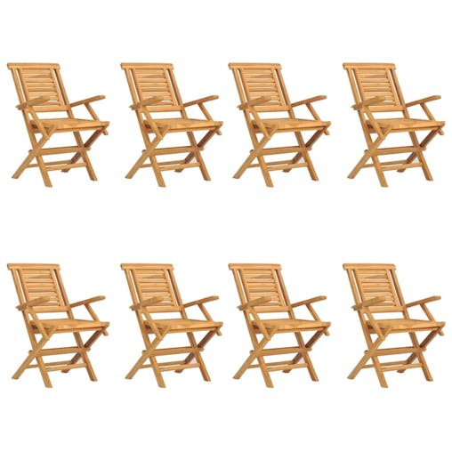 NNEVL Folding Garden Chairs 8 pcs 56x63x90 cm Solid Wood Teak
