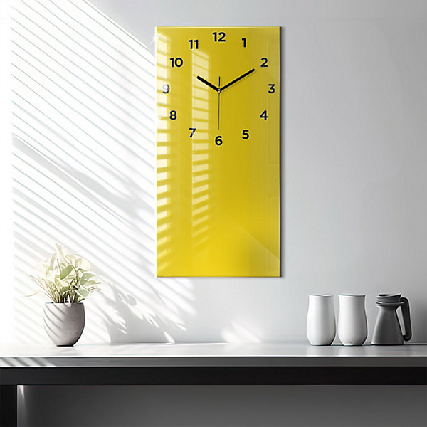 Horloge murale Wallfluent 30x60 cm Avec chiffres Aiguilles noires Jaune clair 1 pcs