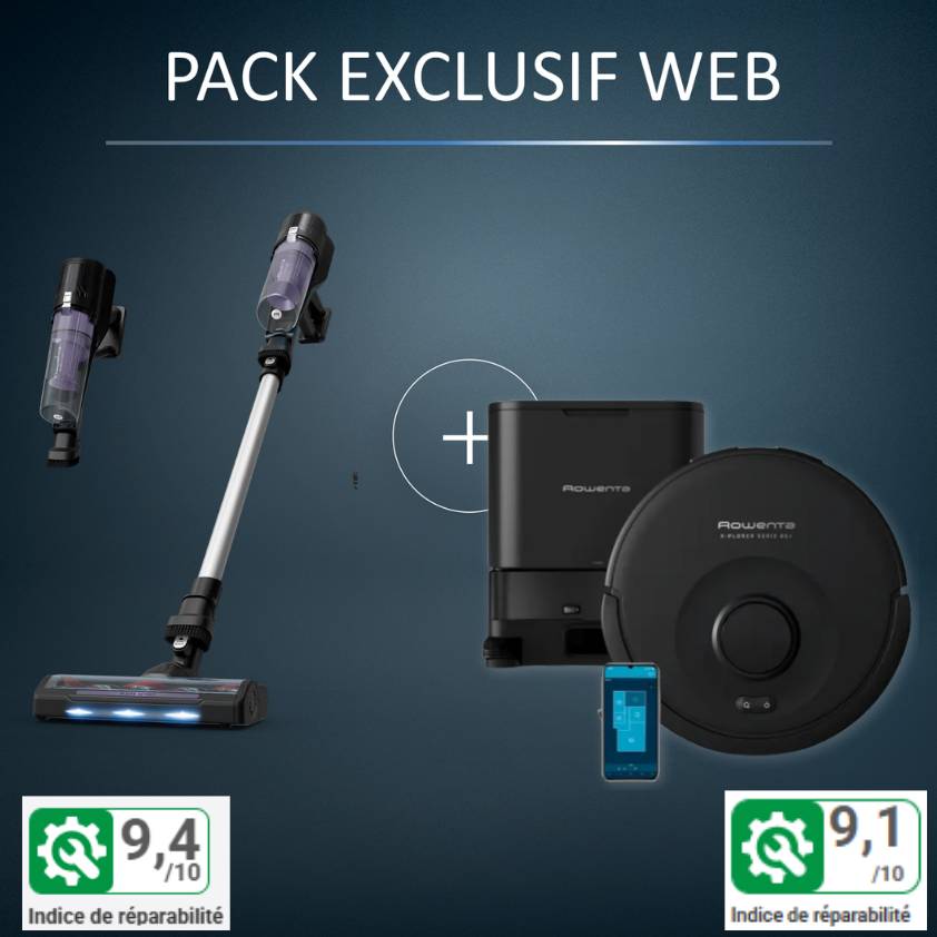 Pack Exclusif Web - Aspirateur robot X-PLORER S85    Aspirateur balais X-Force 5.80