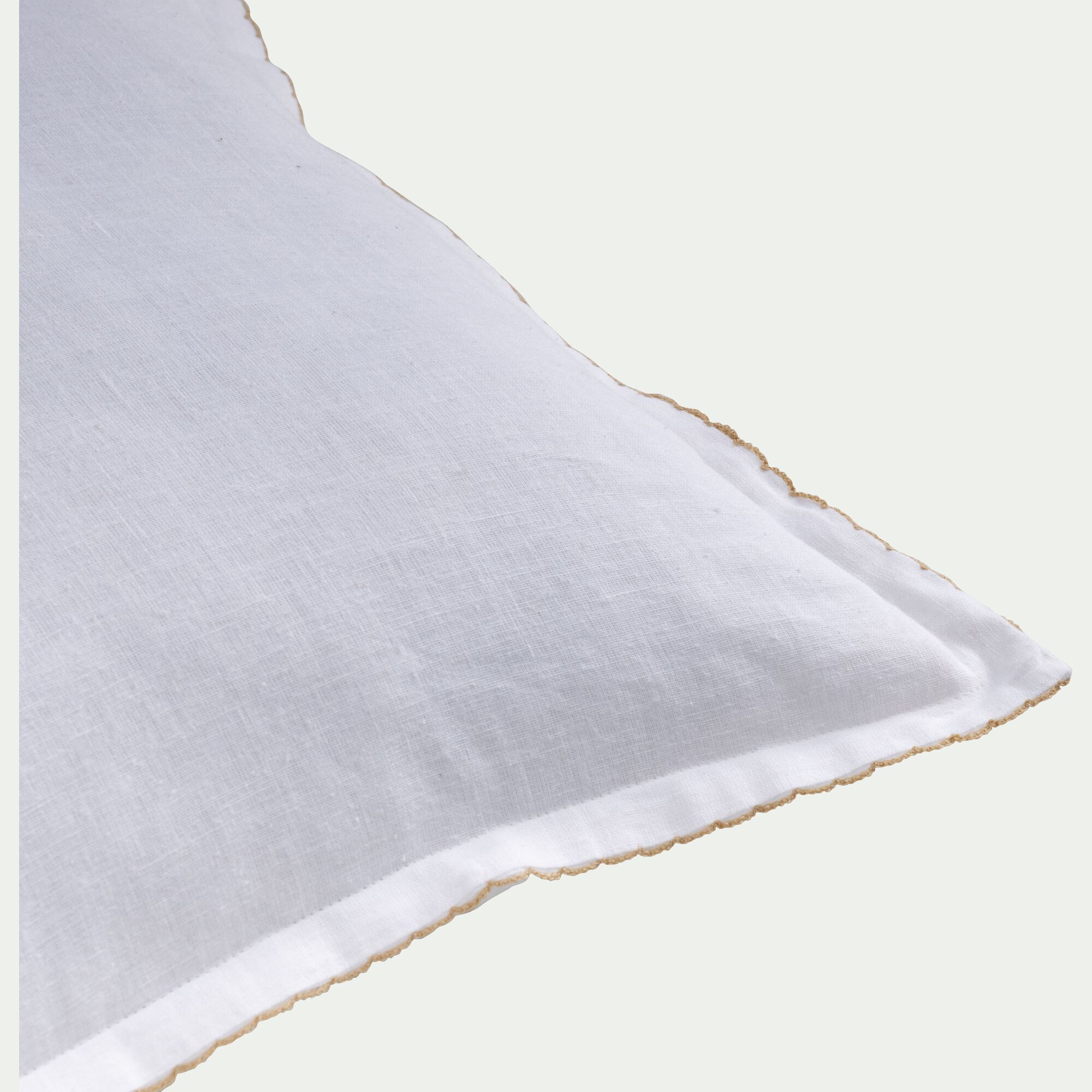 ISTIA - Coussin finition croquet en lin et coton 45x45cm - blanc
