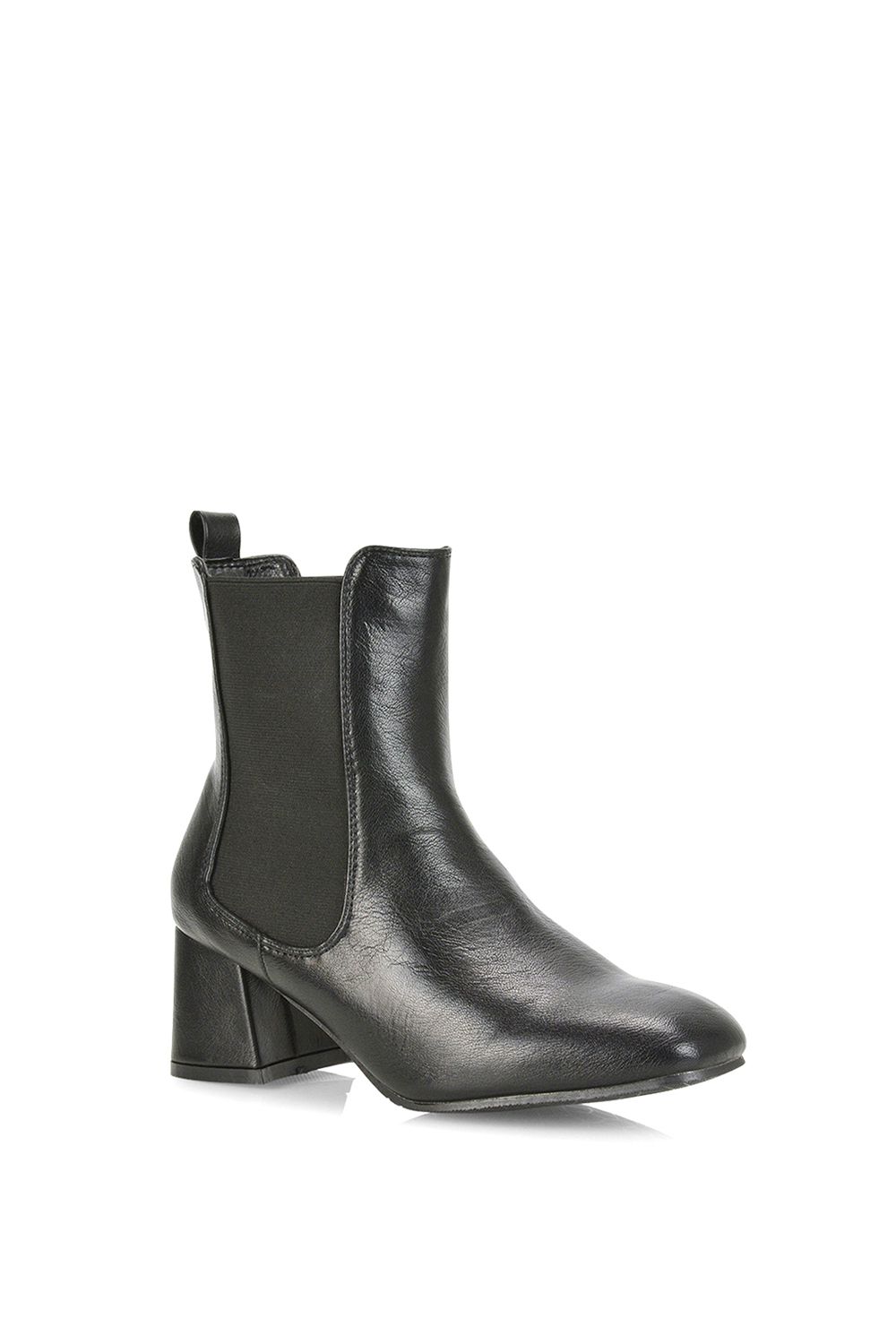 XY London Luca' Square Toe Pull On Mid Block Heel Chelsea Boots